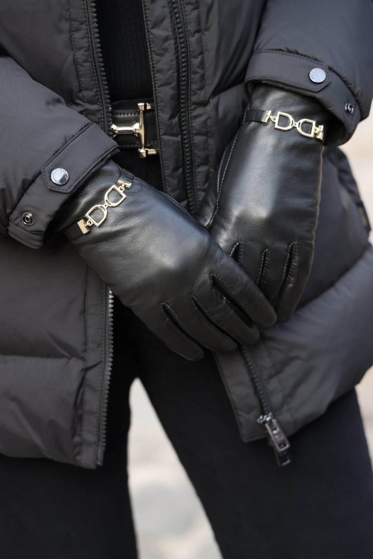 Gants Marcelle en cuir d'agneau et intérieur soie - Noir-GANTS FEMME-Curling-Paris