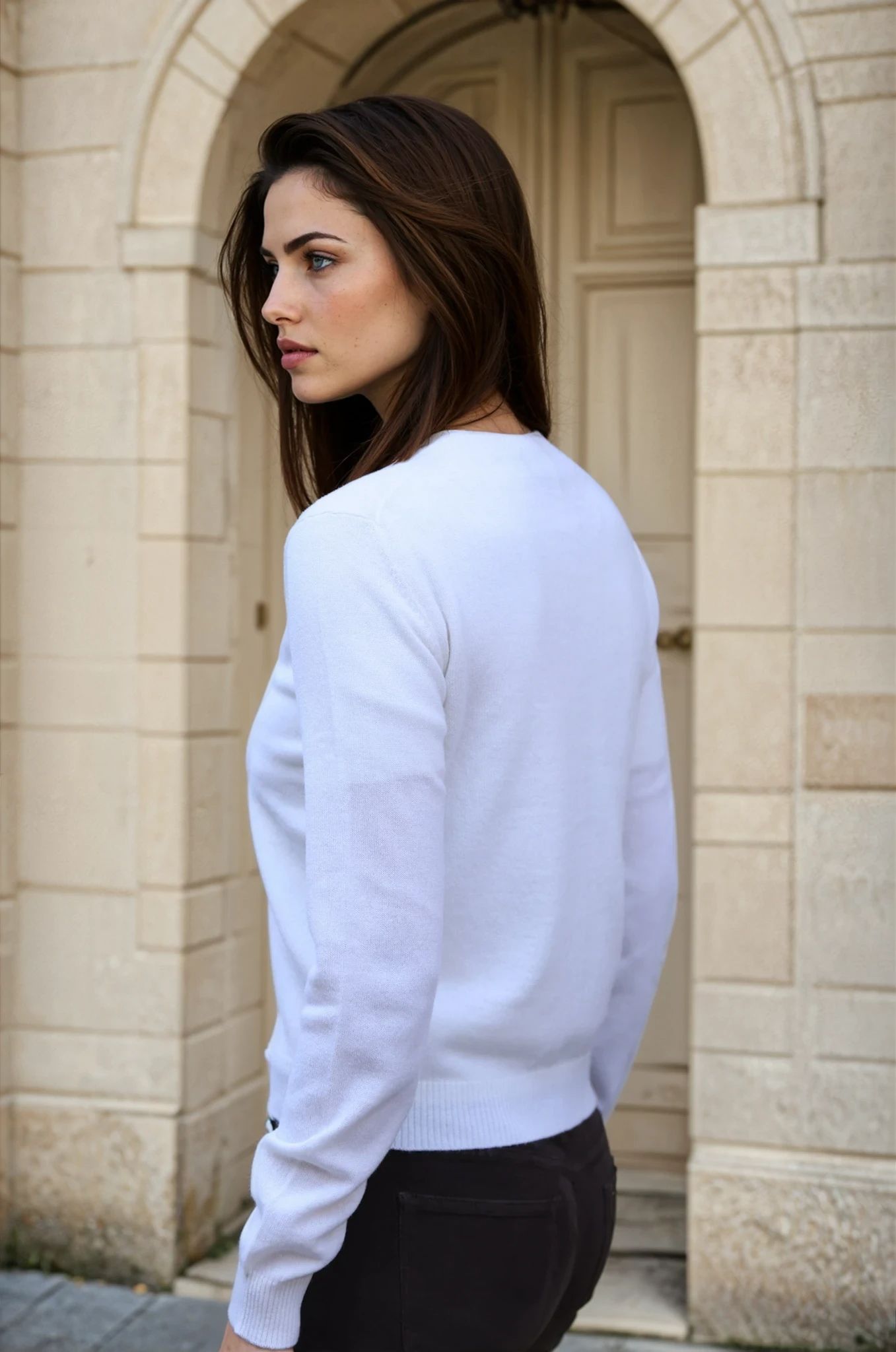 Gilet Adam à boutons Col Rond en laine et cachemire - Ecru-PULL FEMME-Curling-Paris