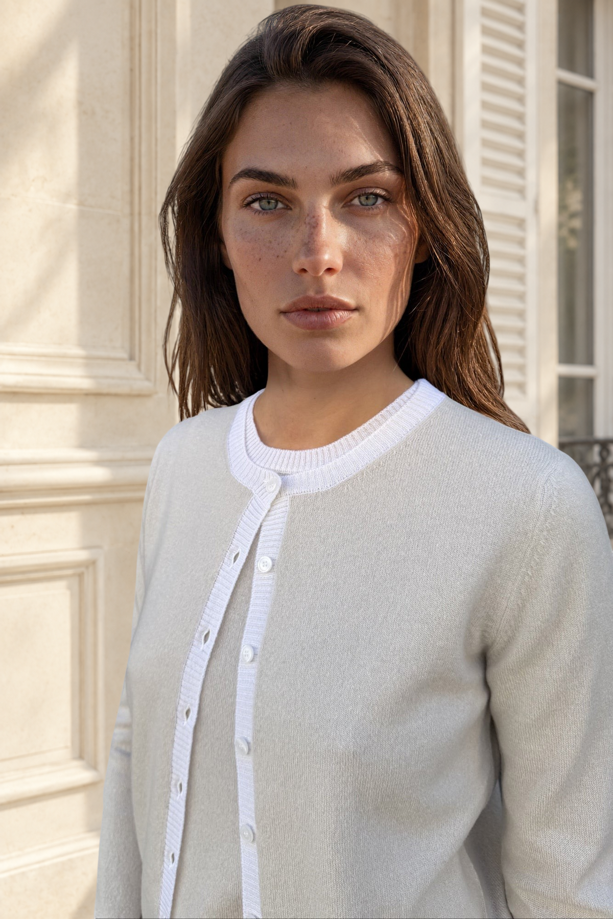 Gilet Adam col rond en laine & cachemire - Pierre-PULL FEMME-Curling-Paris