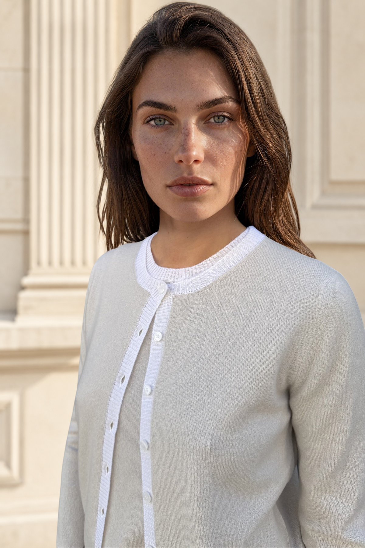 Gilet Adam col rond en laine & cachemire - Pierre-PULL FEMME-Curling-Paris
