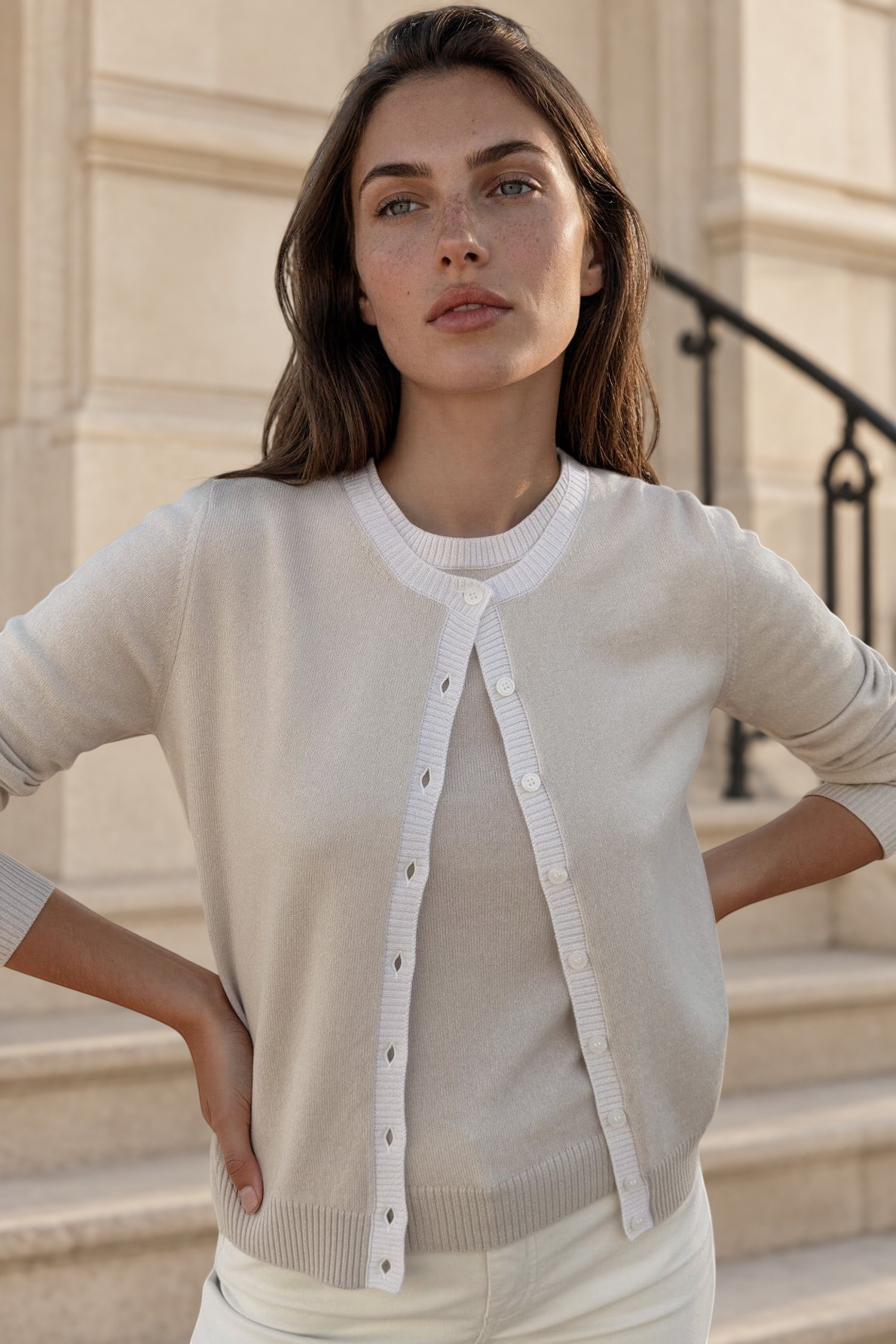 Gilet Adam col rond en laine & cachemire - Pierre-PULL FEMME-Curling-Paris