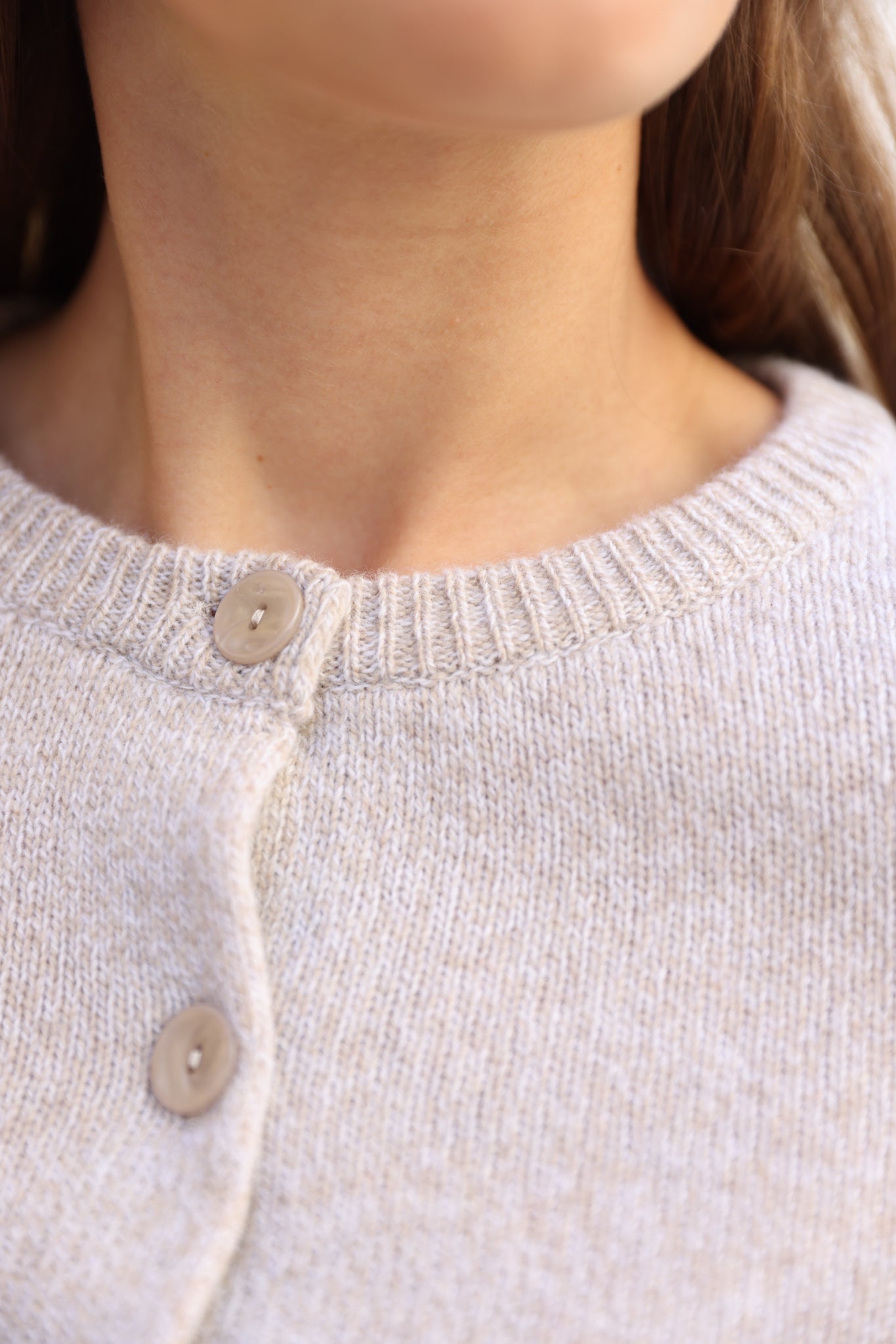 Gilet Charlie à boutons Col Rond en laine et cachemire - Beige-PULL FEMME-Curling-Paris