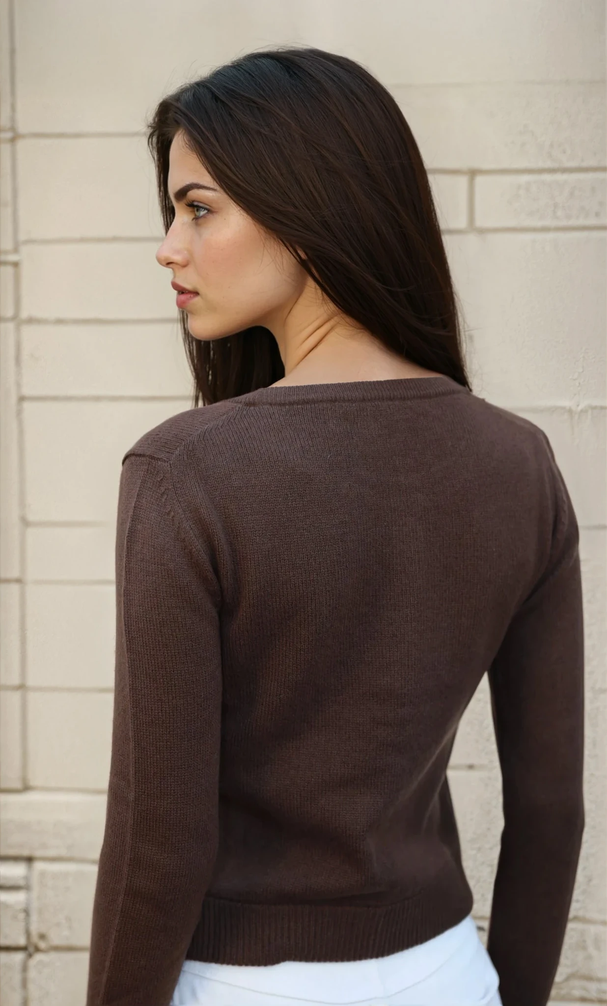 Gilet Charlie à boutons Col Rond en laine et cachemire - Marron-PULL FEMME-Curling-Paris