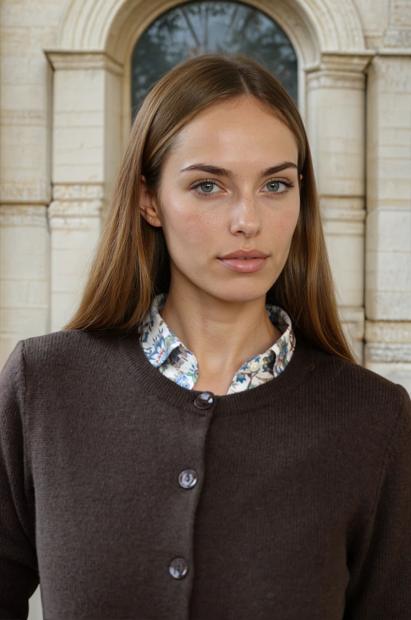 Gilet Charlie à boutons Col Rond en laine et cachemire - Marron-PULL FEMME-Curling-Paris