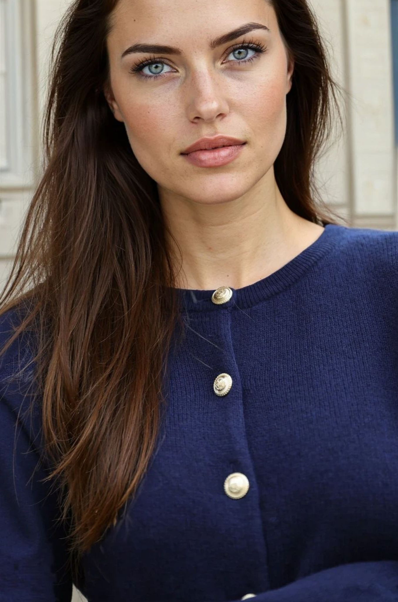 Gilet Charlie à boutons dorés en laine et cachemire - Marine-PULL FEMME-Curling-Paris