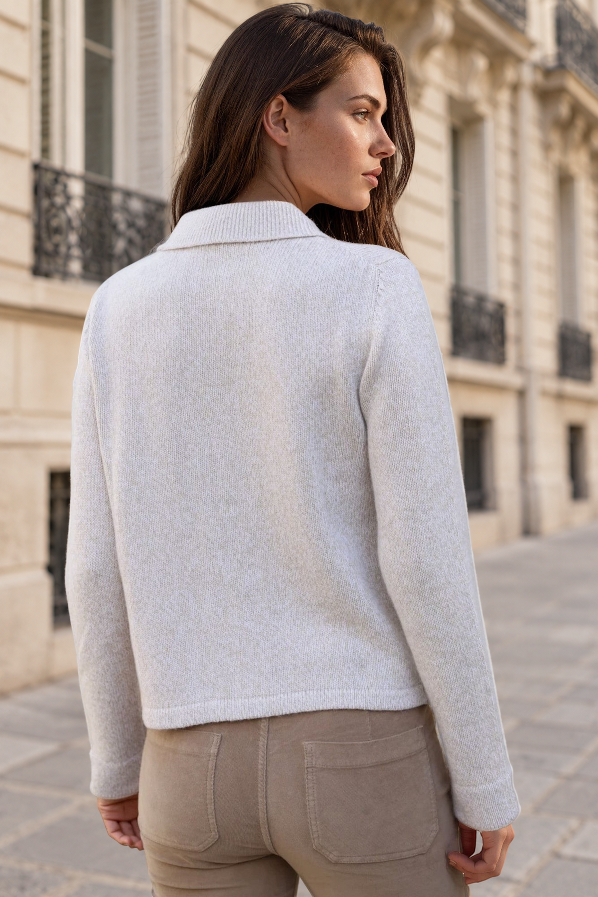 Gilet Jill en laine & cachemire mouliné - Beige