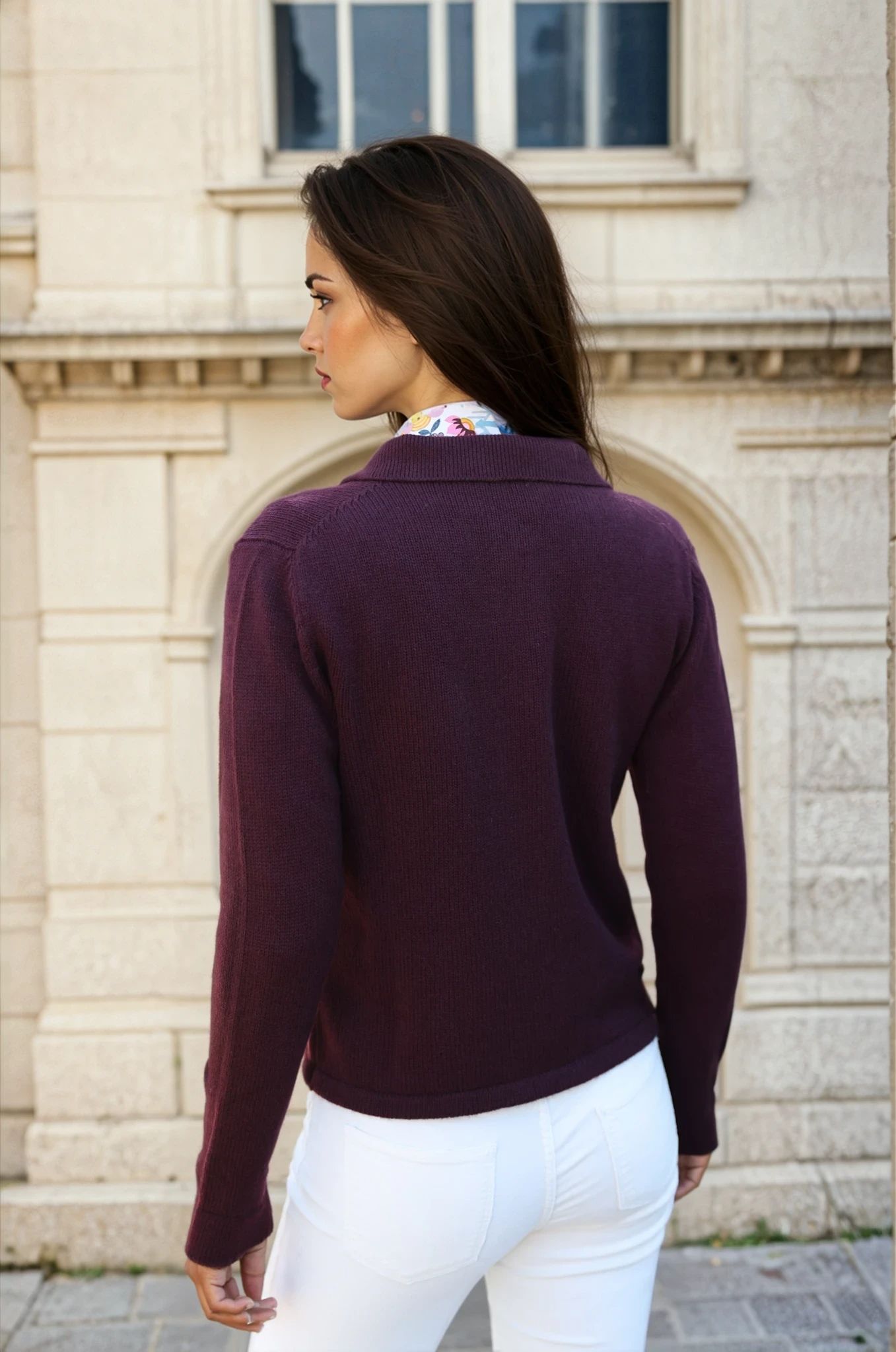 Gilet Jill en laine mérinos et cachemire - Bordeaux-PULL FEMME-Curling-Paris