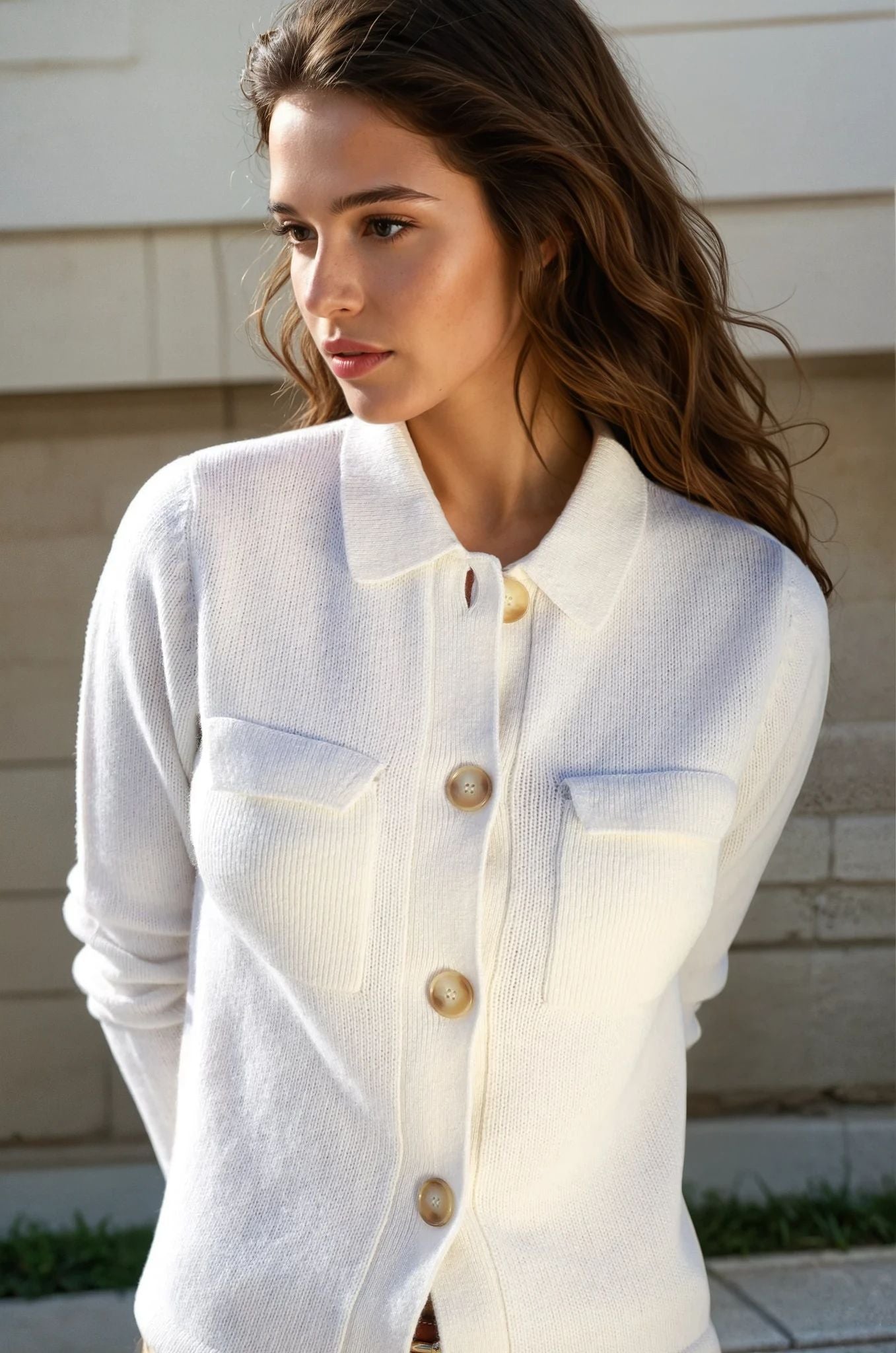 Gilet Jill en laine mérinos et cachemire - Écru-PULL FEMME-Curling-Paris