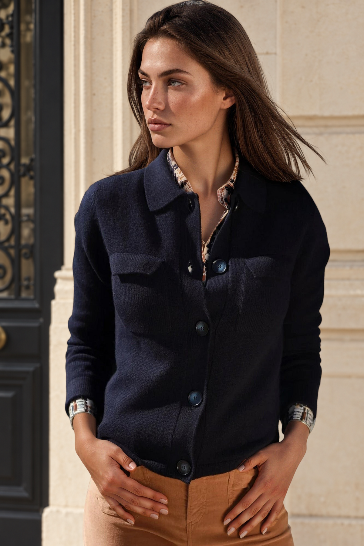 Gilet Jill en laine & cachemire - Marine