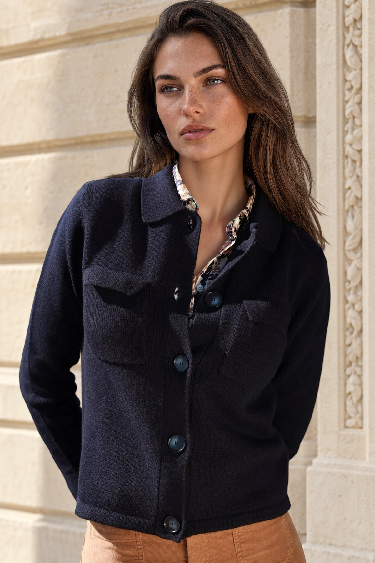 Gilet Jill en laine & cachemire - Marine