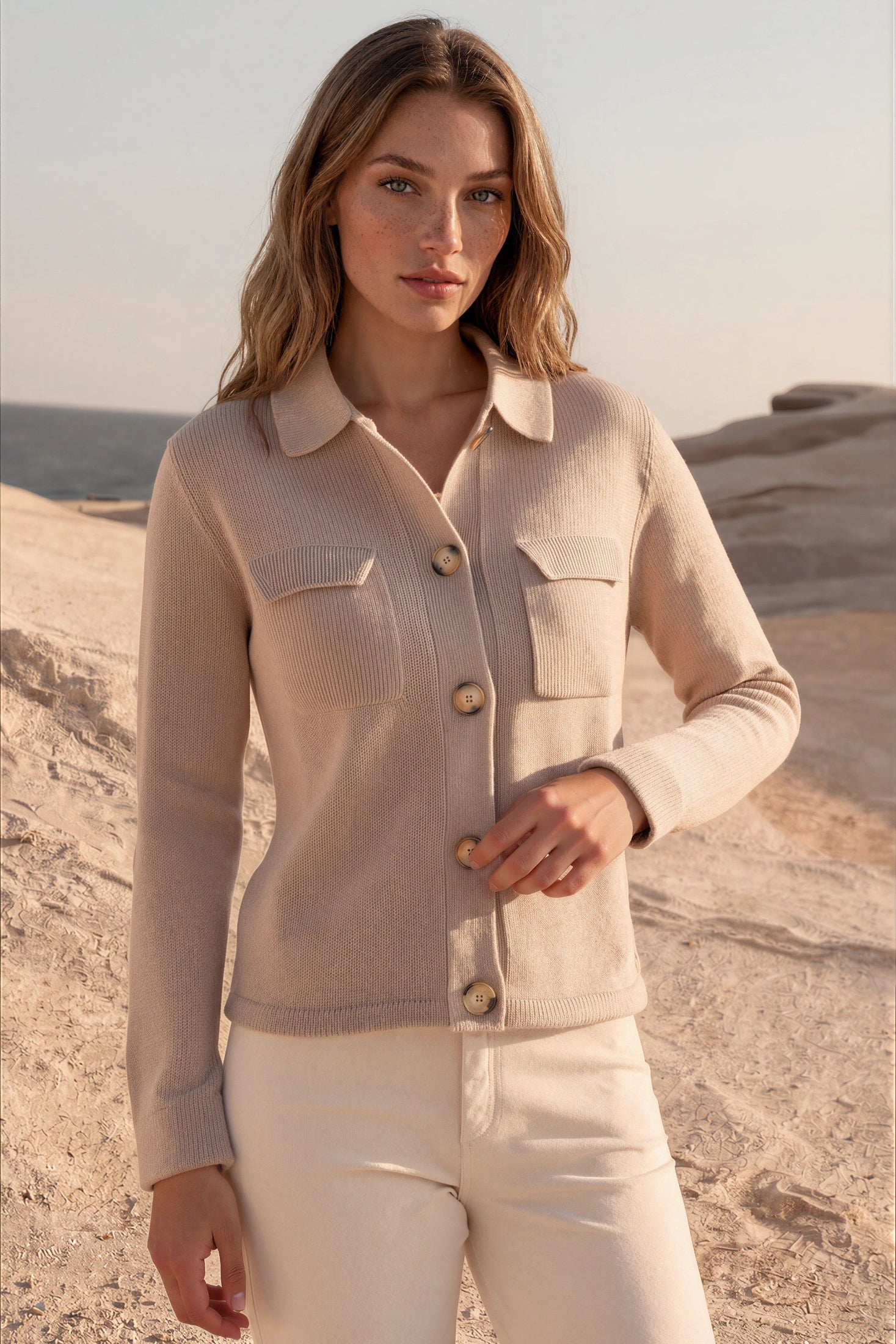 Gilet Jill en laine mérinos et cachemire - Taupe-PULL FEMME-Curling-Paris