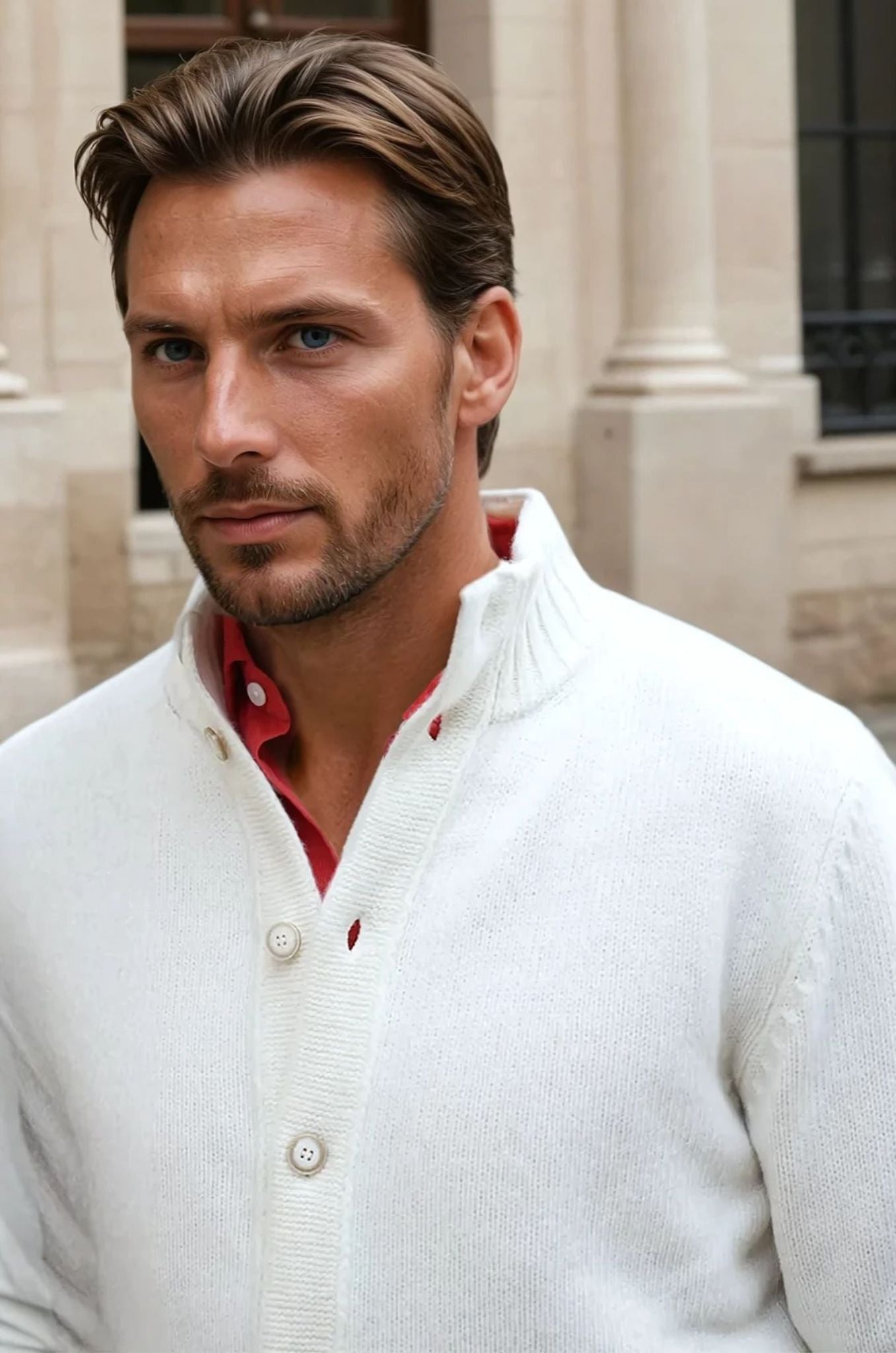 Gilet Lucas en laine et cachemire - Ecru-PULL HOMME-Curling-Paris