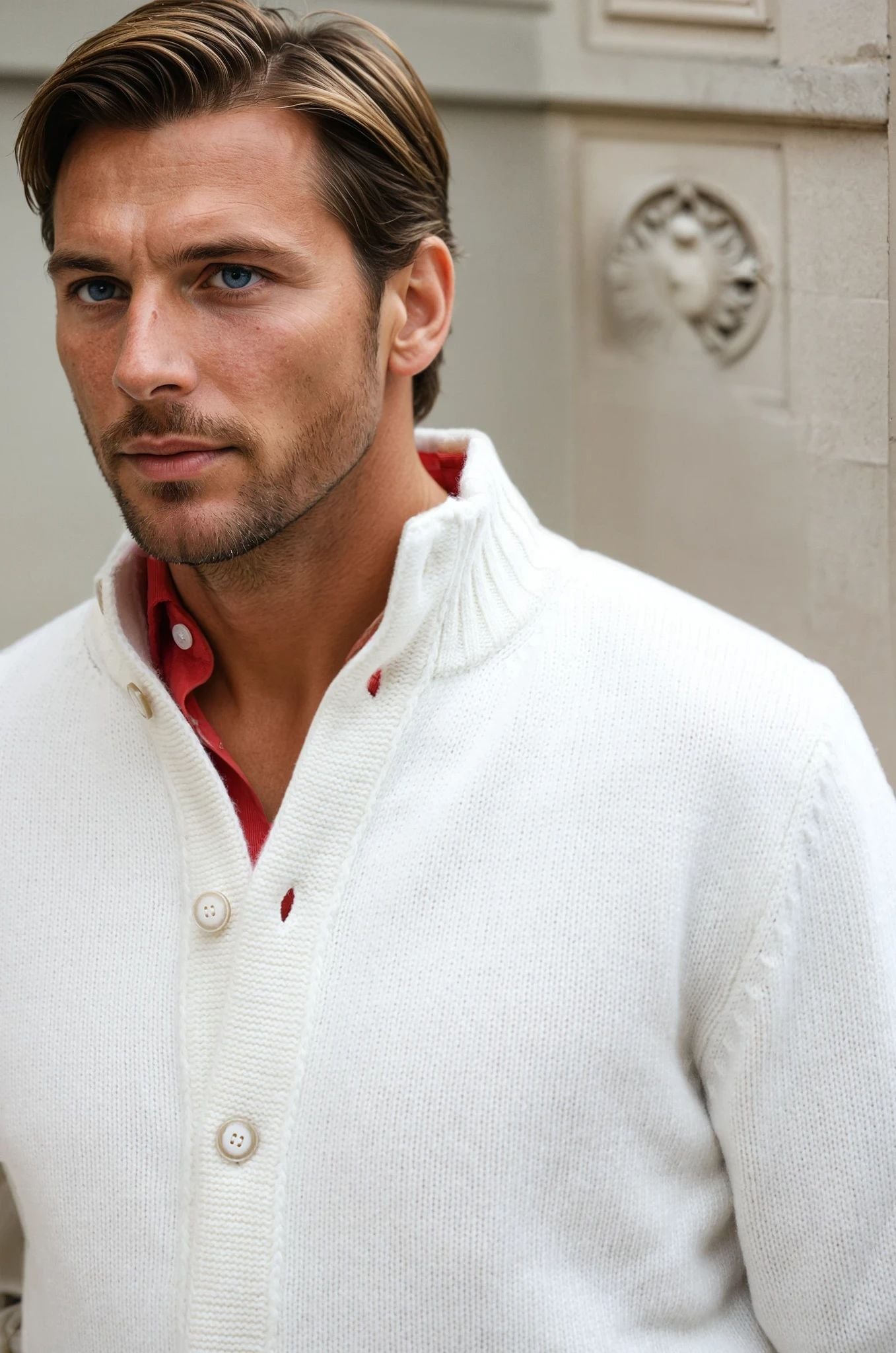 Gilet Lucas en laine et cachemire - Ecru-PULL HOMME-Curling-Paris