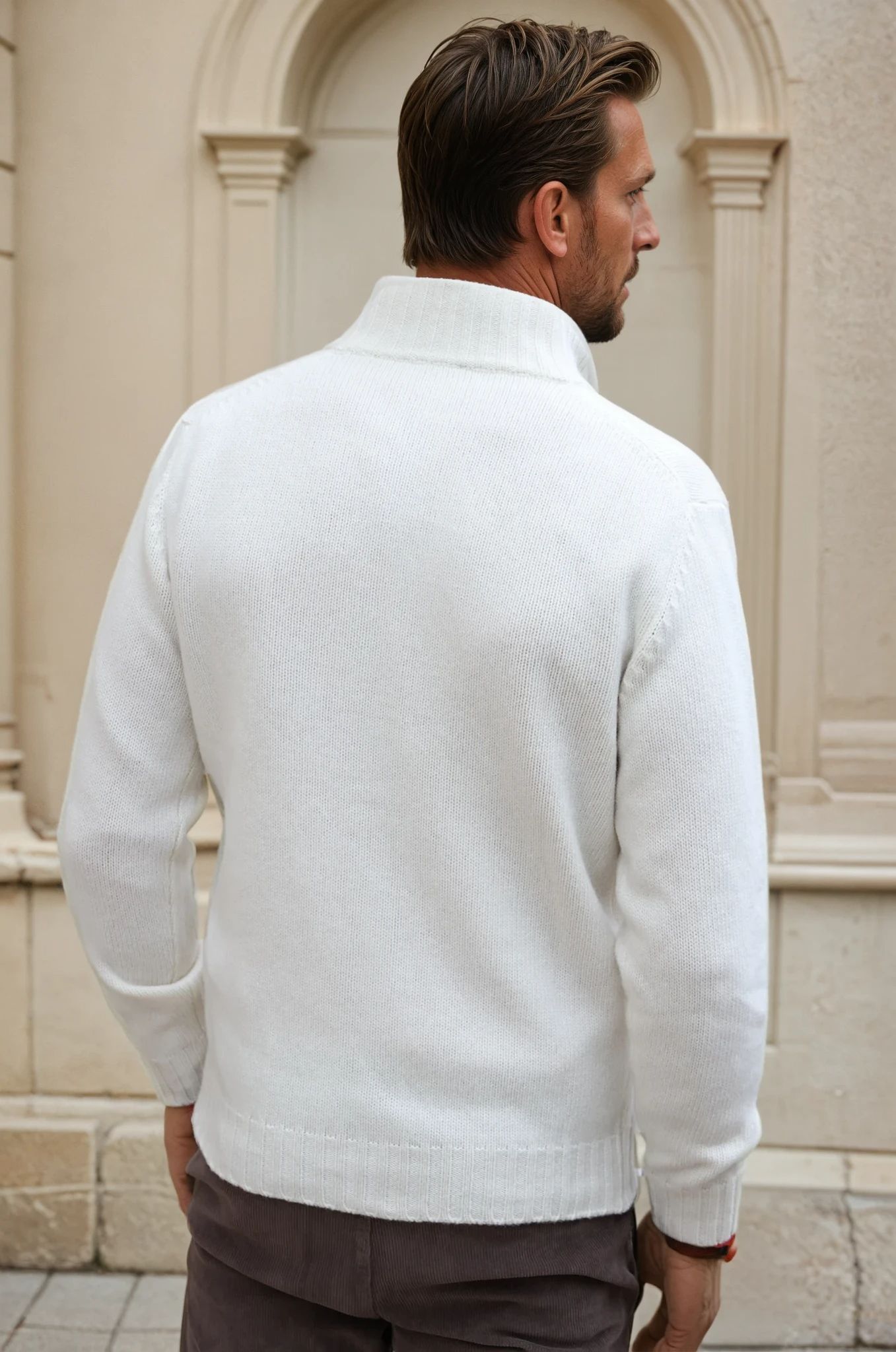 Gilet Lucas en laine et cachemire - Ecru-PULL HOMME-Curling-Paris