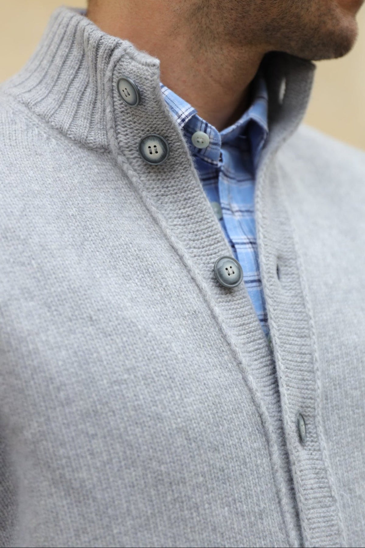 Gilet Lucas en laine et cachemire - Gris Clair-PULL HOMME-Curling-Paris