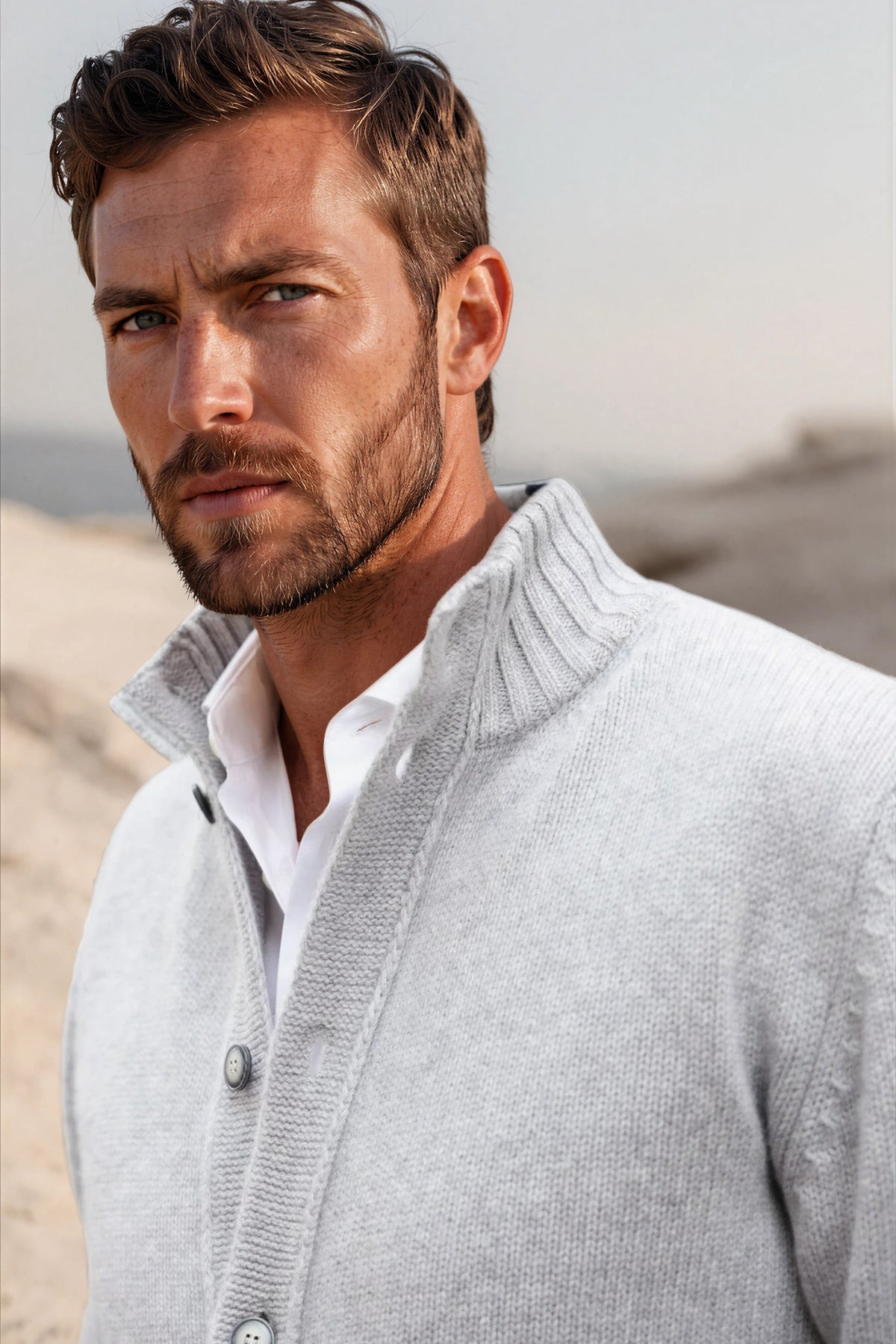 Gilet Lucas en laine et cachemire - Gris Clair-PULL HOMME-Curling-Paris