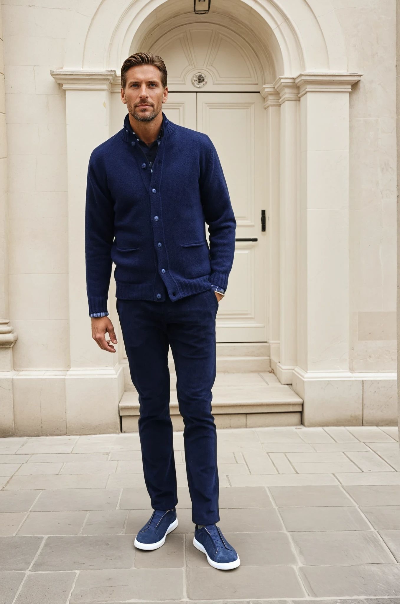 Gilet Lucas en laine et cachemire - Marine-PULL HOMME-Curling-Paris