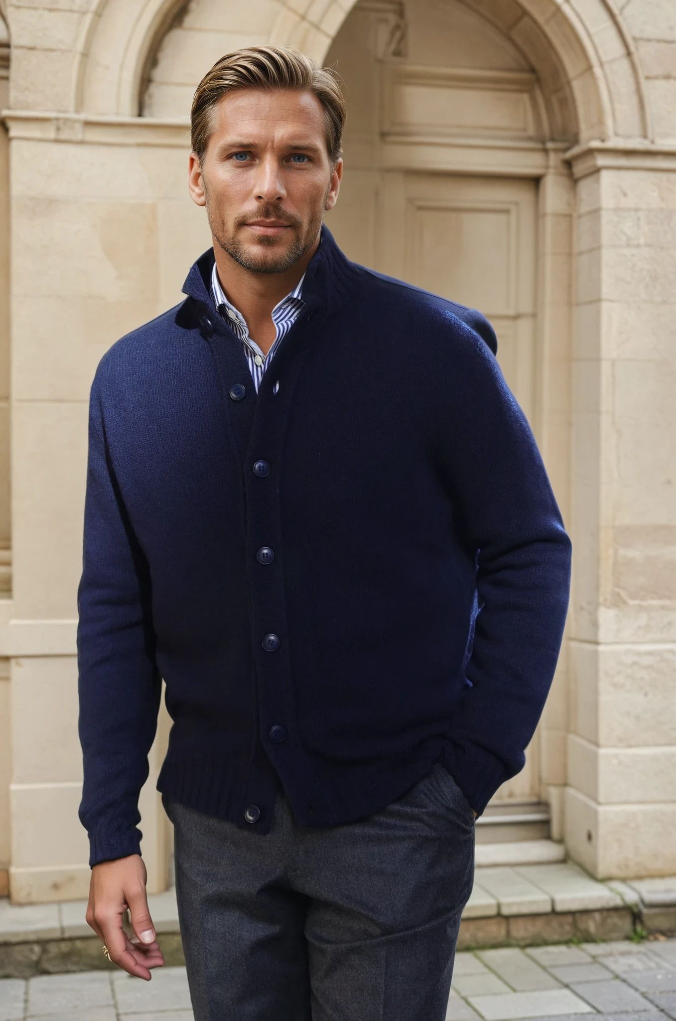 Gilet Lucas en laine et cachemire - Marine