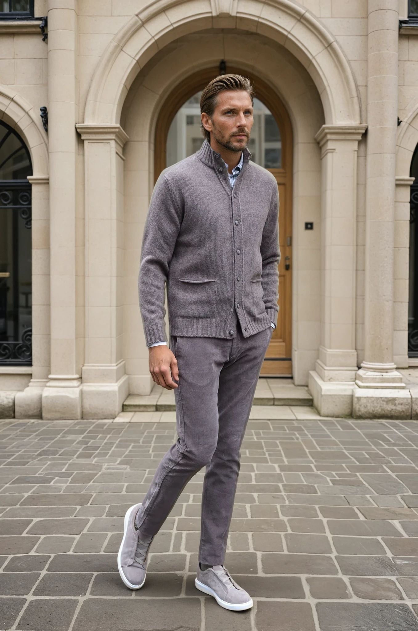 Gilet Lucas en laine et cachemire - Taupe-PULL HOMME-Curling-Paris