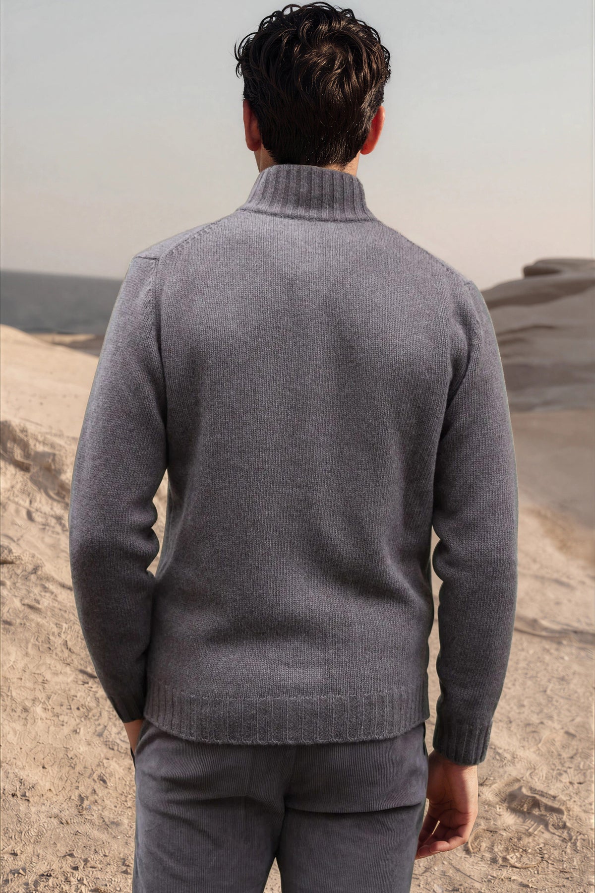 Gilet Lucas en laine et cachemire - Taupe-PULL HOMME-Curling-Paris