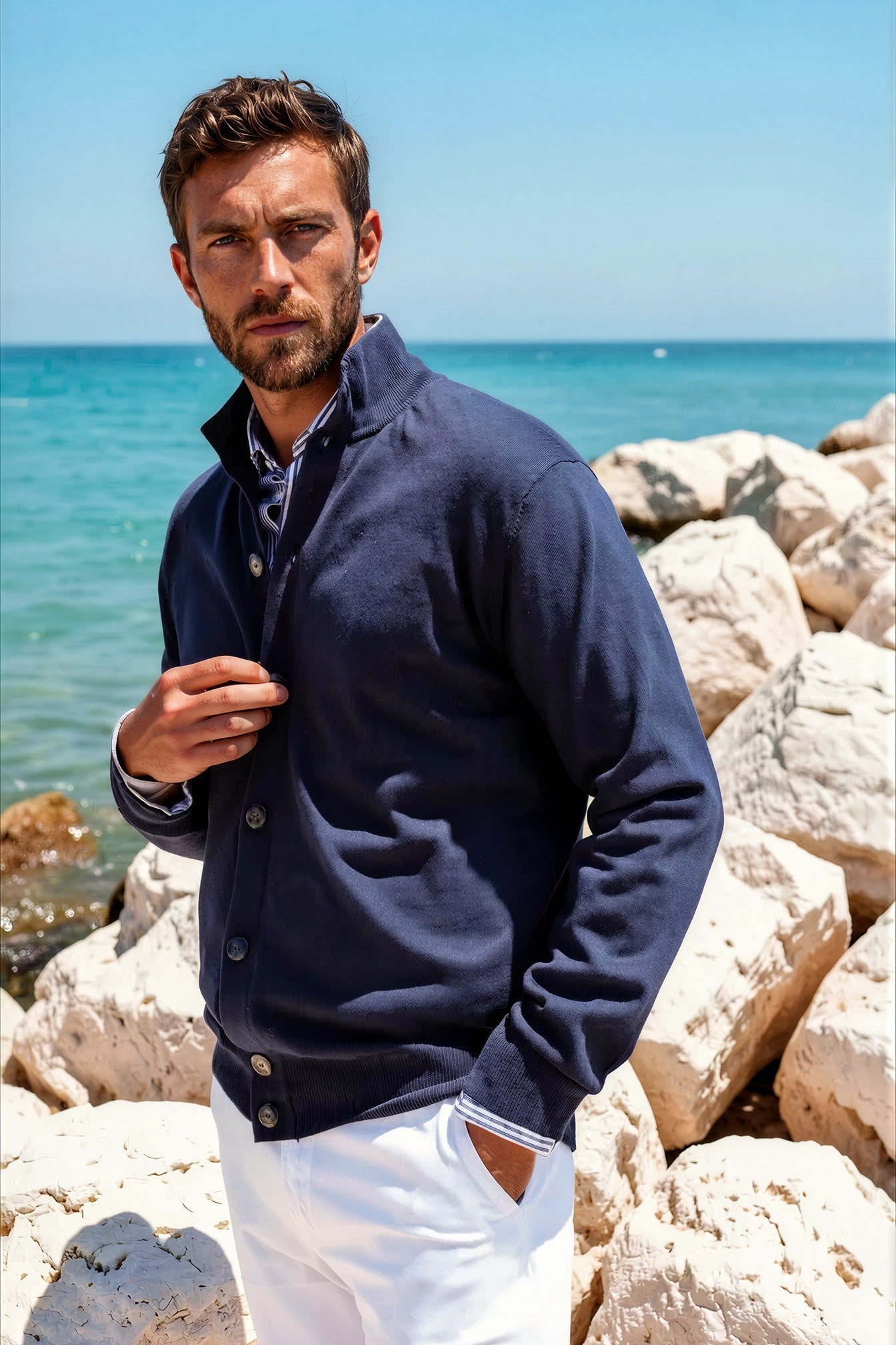 Gilet Ricardo en coton - Marine