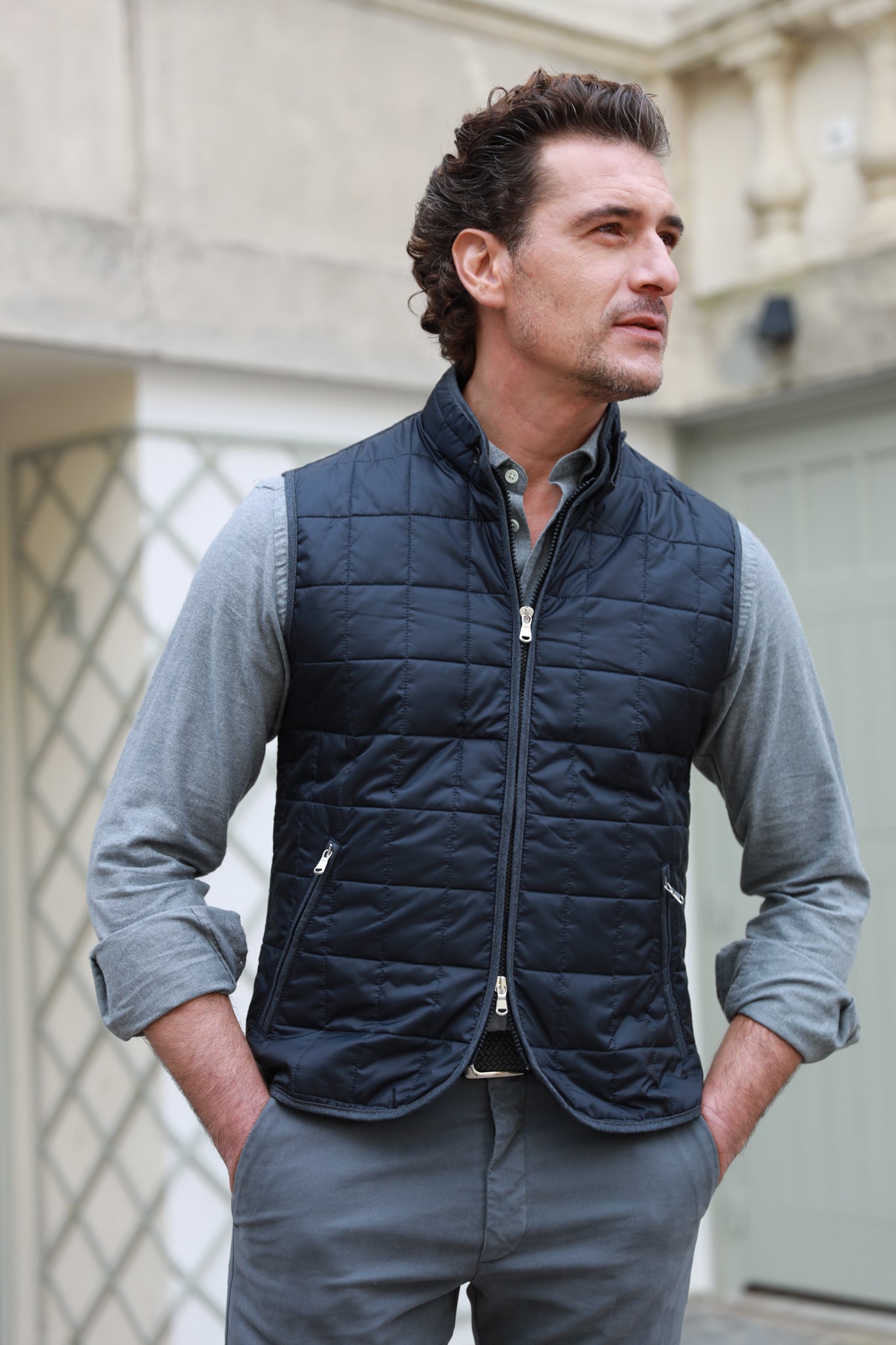 Gilet sans manches Gabin matelassé en nylon - Marine-MANTEAU HOMME-Curling-Paris