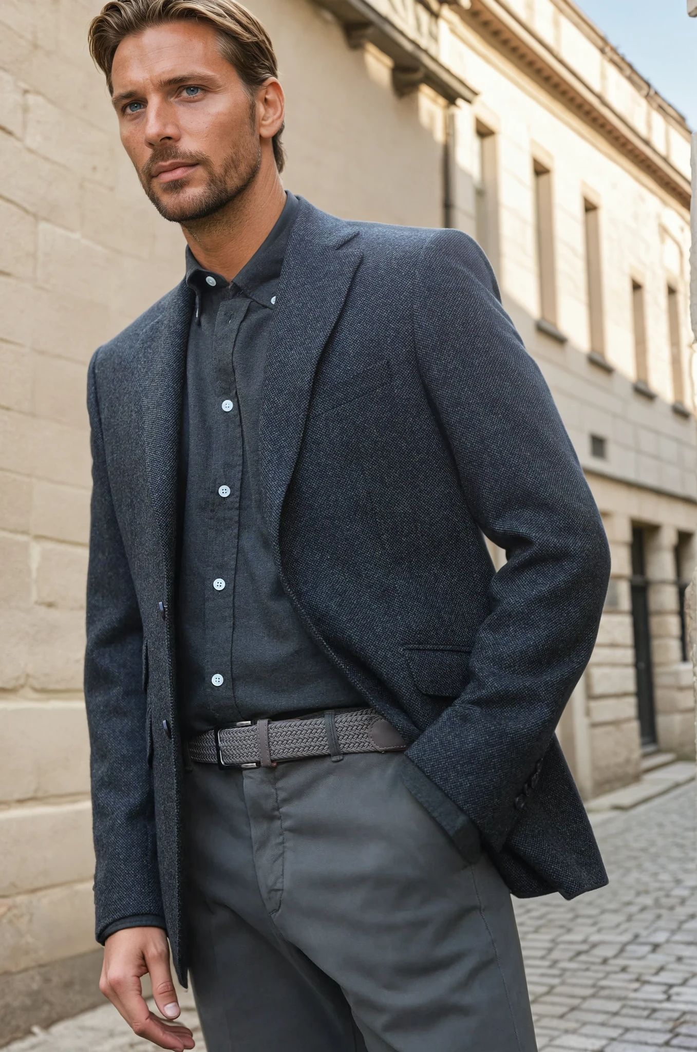Veste Goal en tweed de laine et cachemire stretch - Kaki