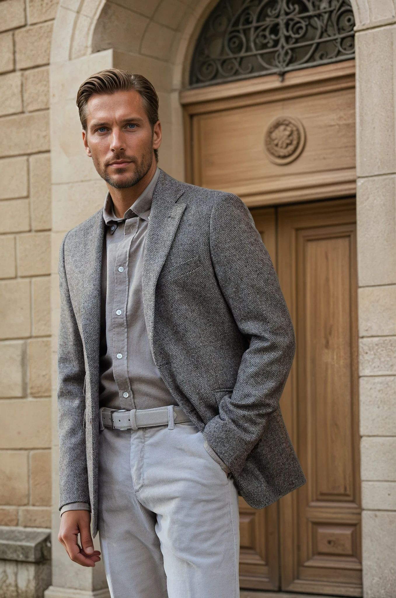 Veste Goal pure laine mérinos - Tweed Café