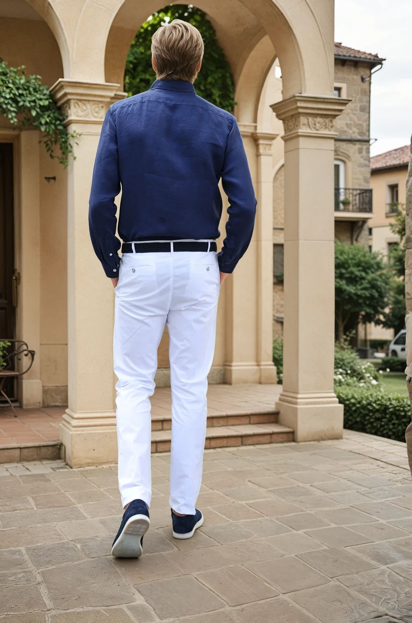 Pantalon d'été Seanfit en popeline de coton stretch - Blanc