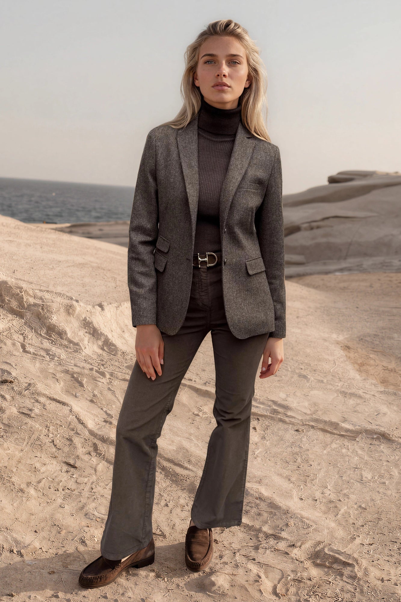 Veste Vesnove en laine vierge chevron - Marron