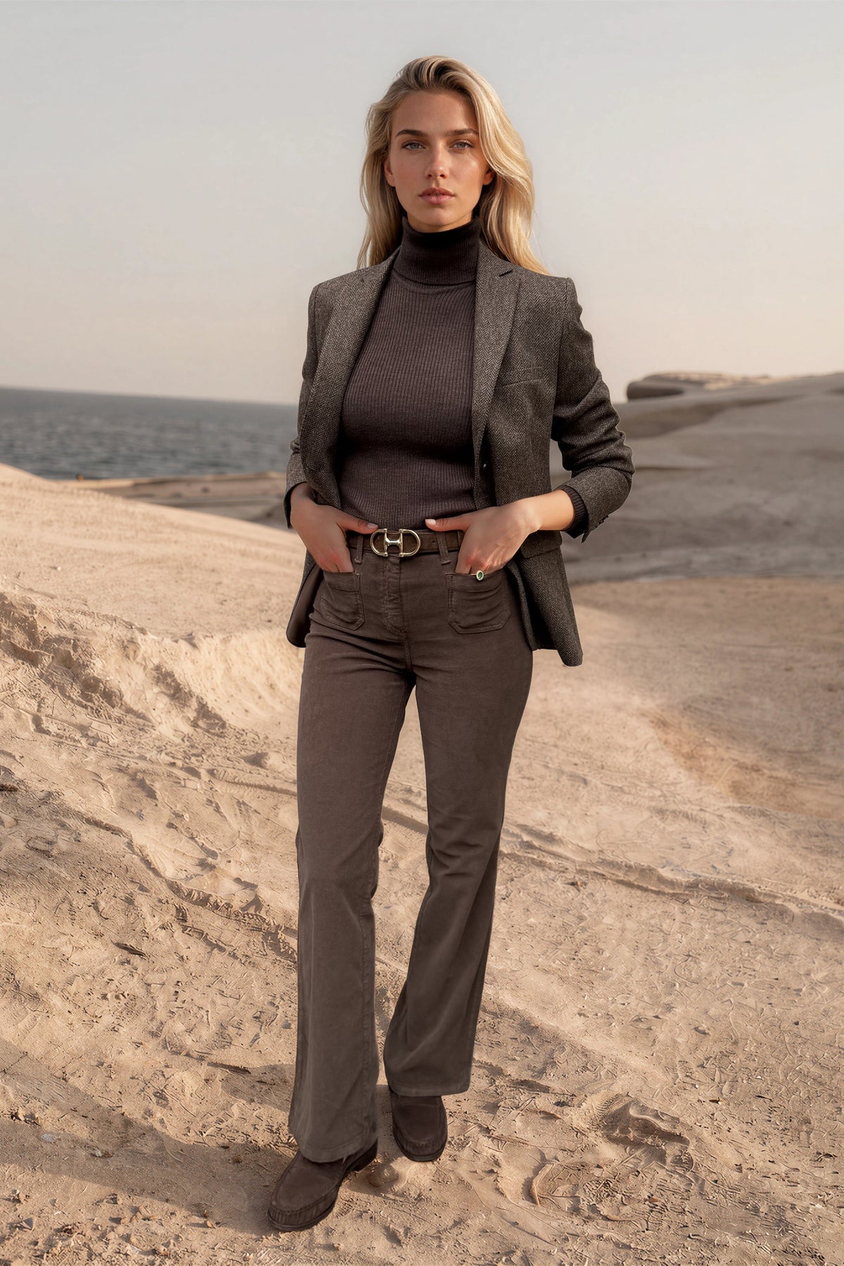 Veste Vesnove en laine vierge chevron - Marron