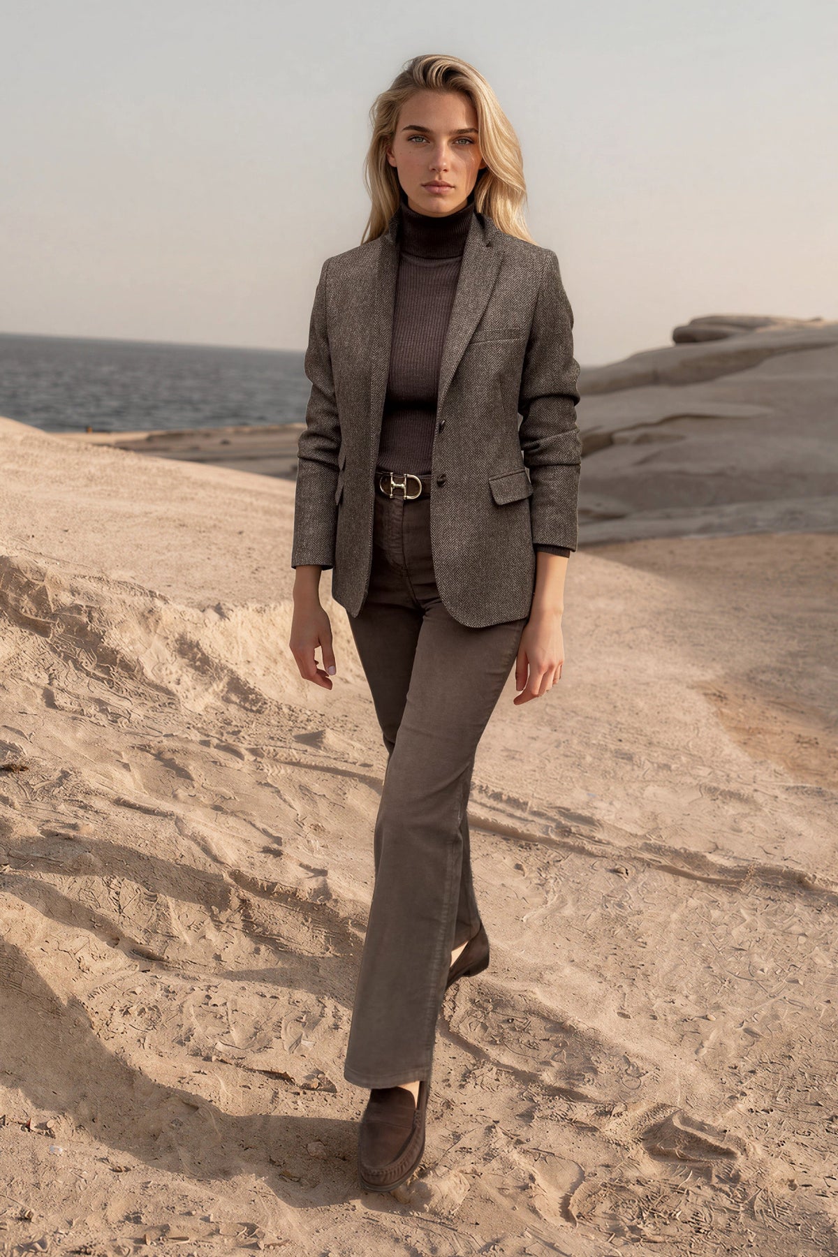 Veste Vesnove en laine vierge chevron - Marron