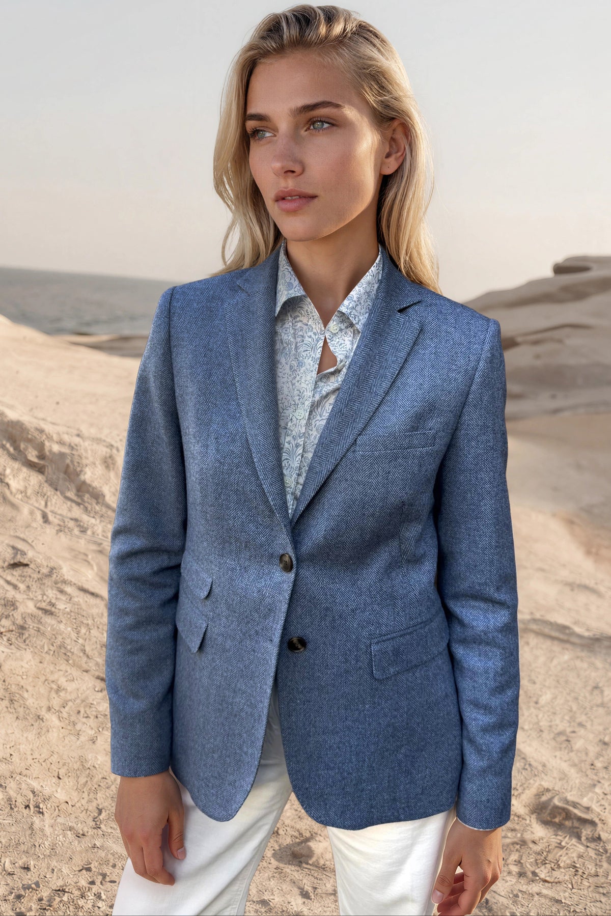 Veste Vesnove en laine vierge chevron - Jeans