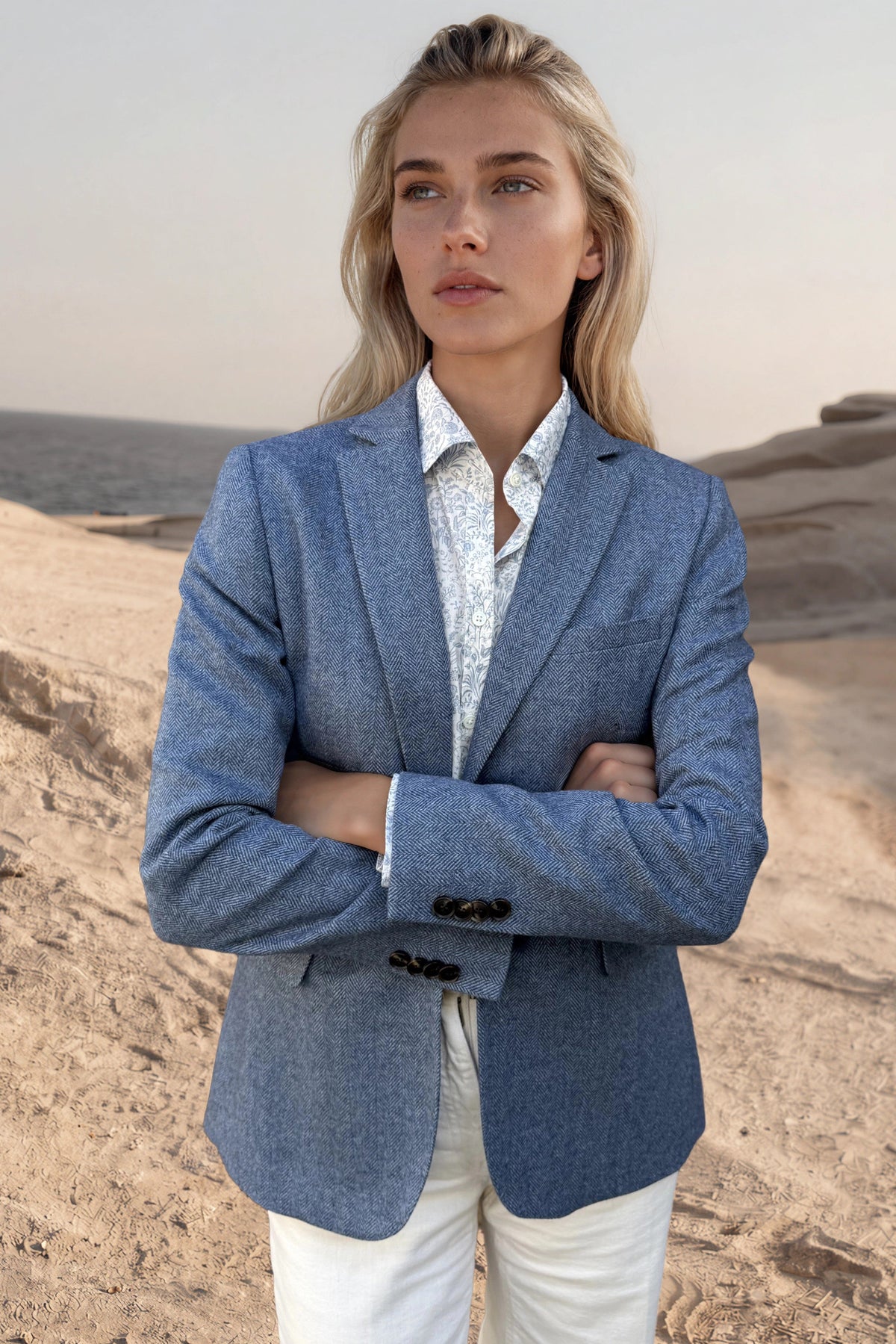 Veste Vesnove en laine vierge chevron - Jeans