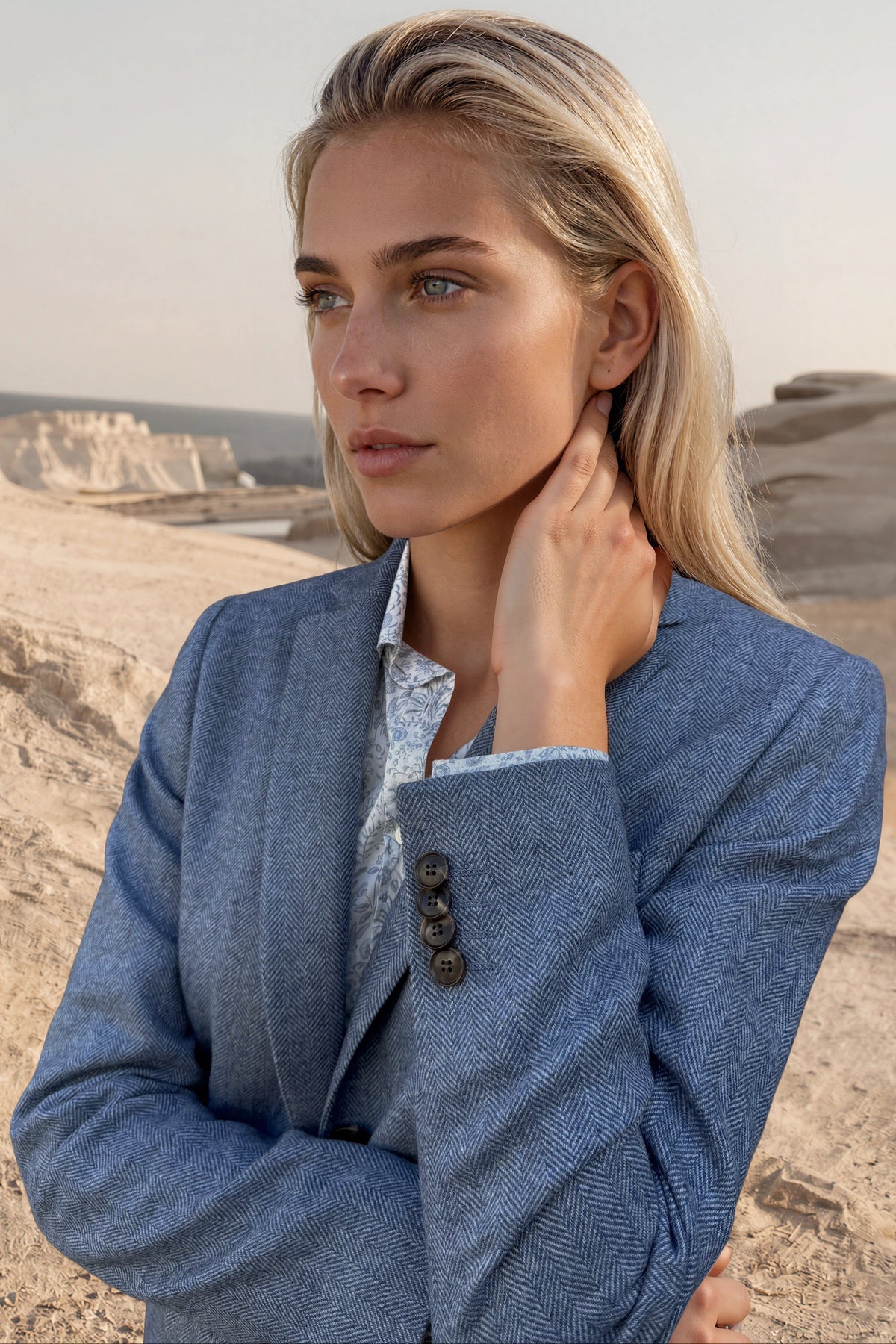Veste Vesnove en laine vierge chevron - Jeans