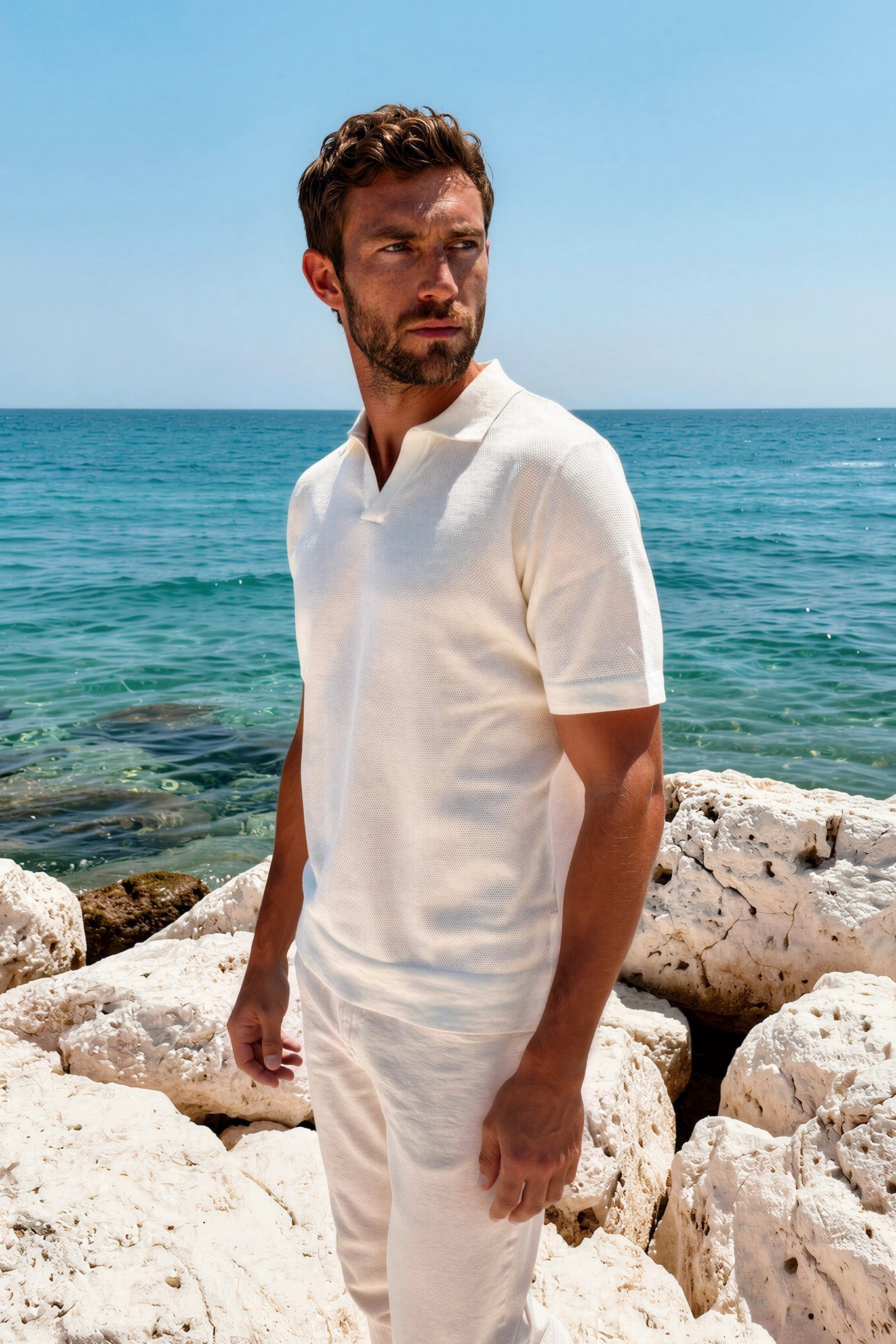 Polo Orso en piqué de coton - Ecru