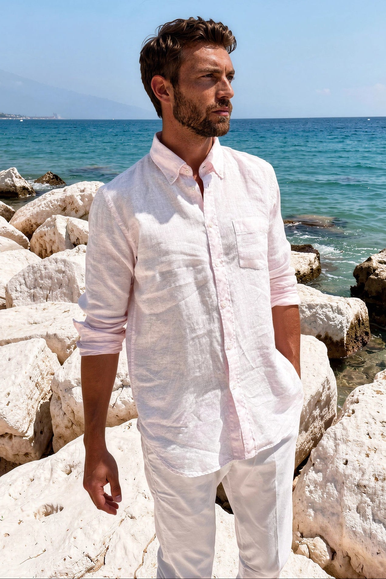 Camisa de lino Clovis - Rosa