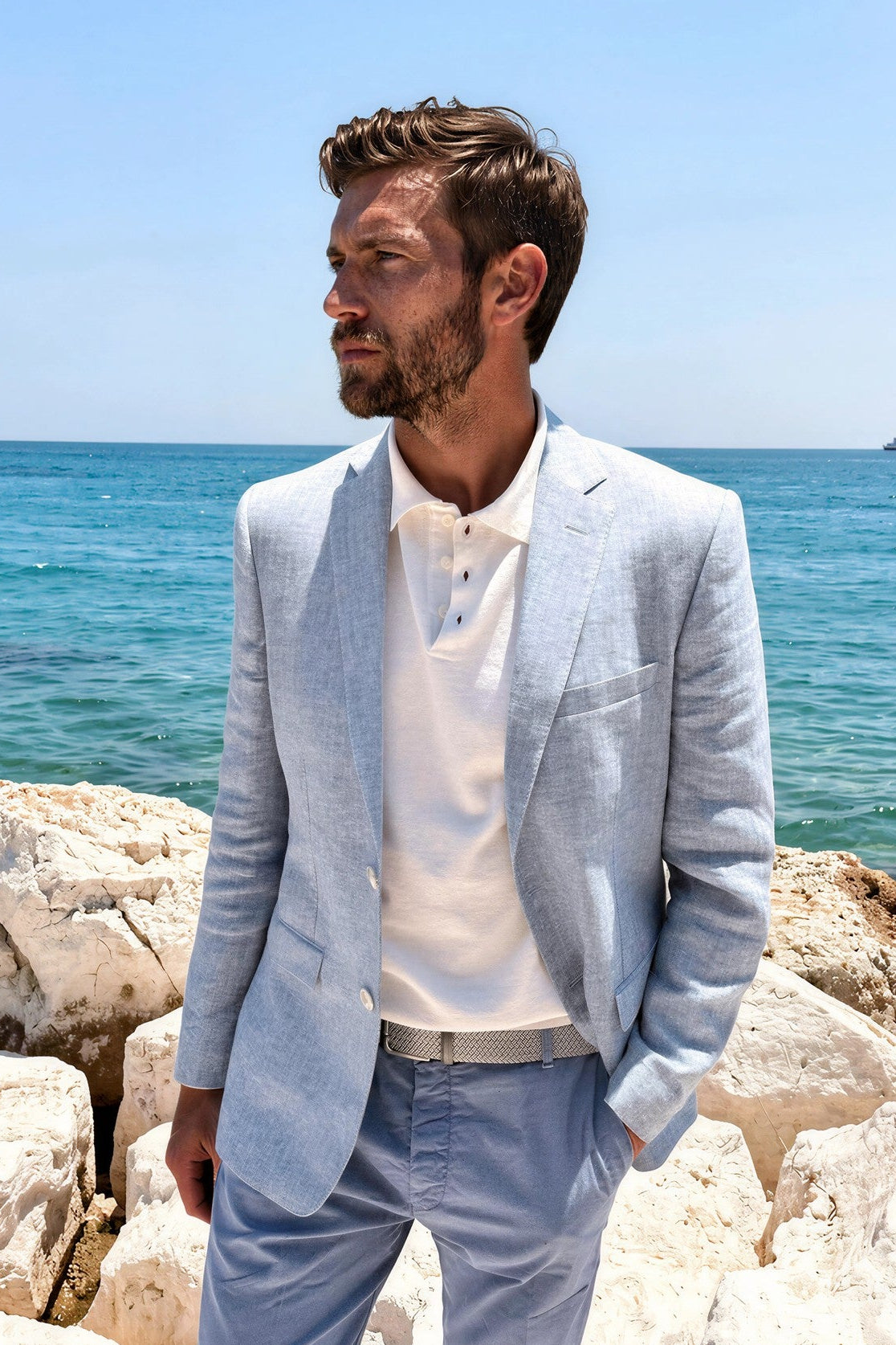 Chaqueta Steven de lino - Espiga celeste