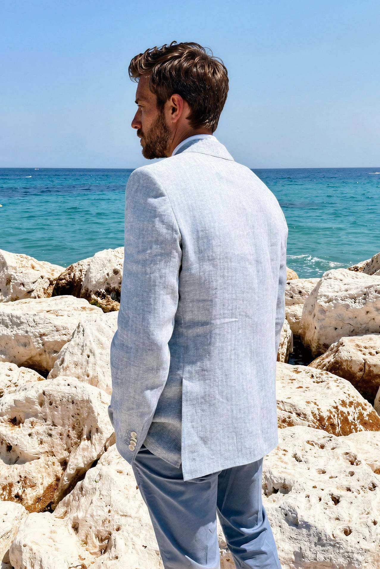 Chaqueta Steven de lino - Espiga celeste