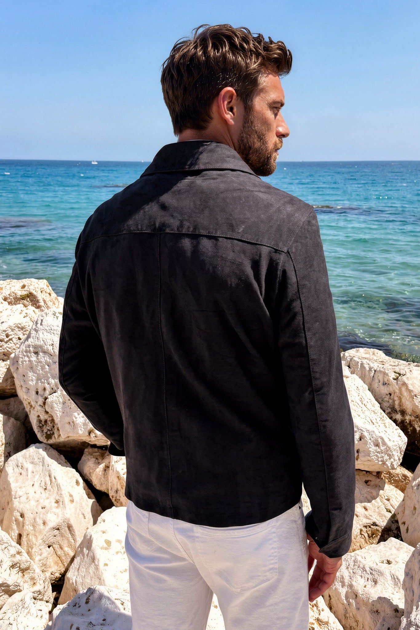 Victor Suede Goatskin Blouson - Navy
