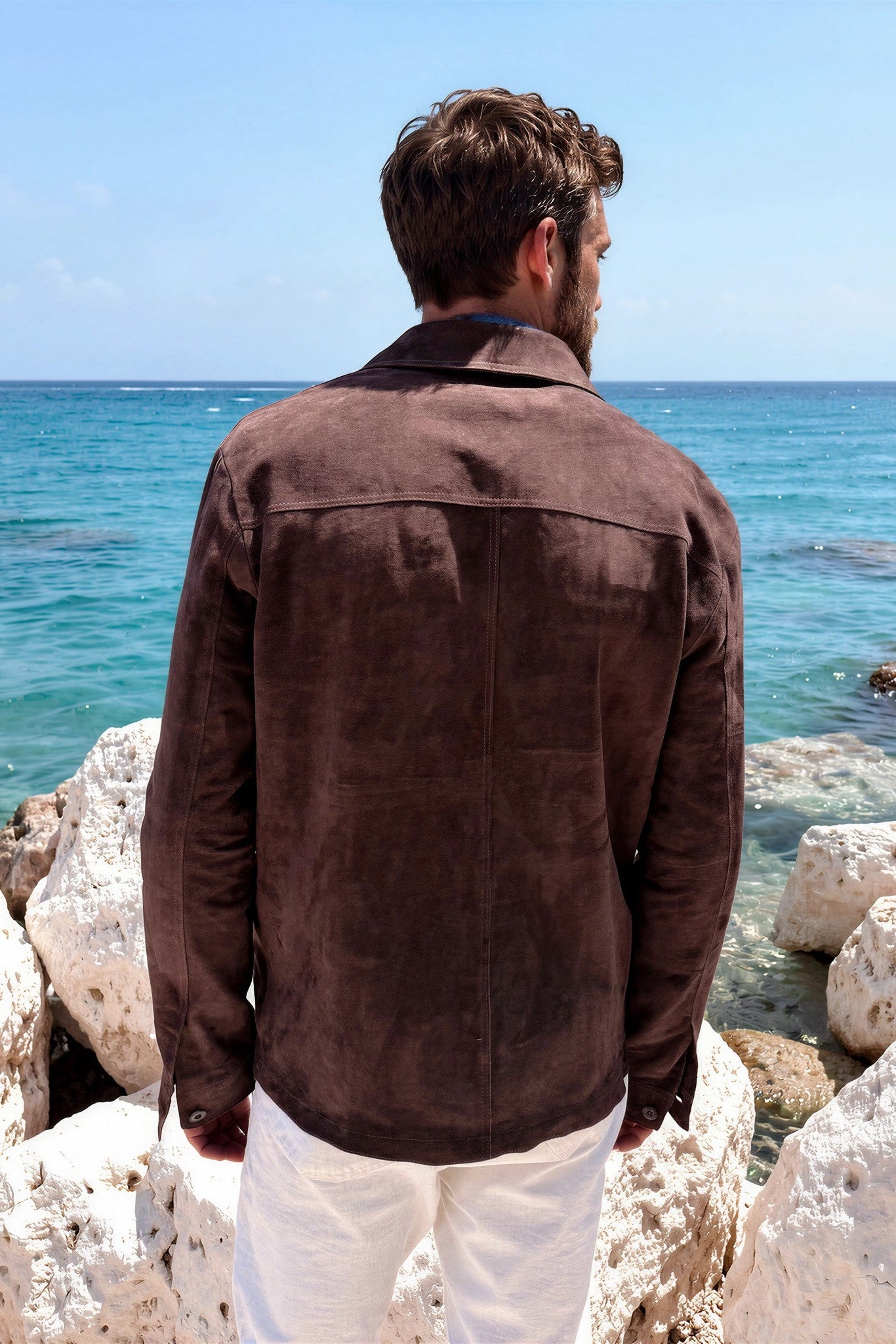 Jimmy velour goatskin overshirt - Brown