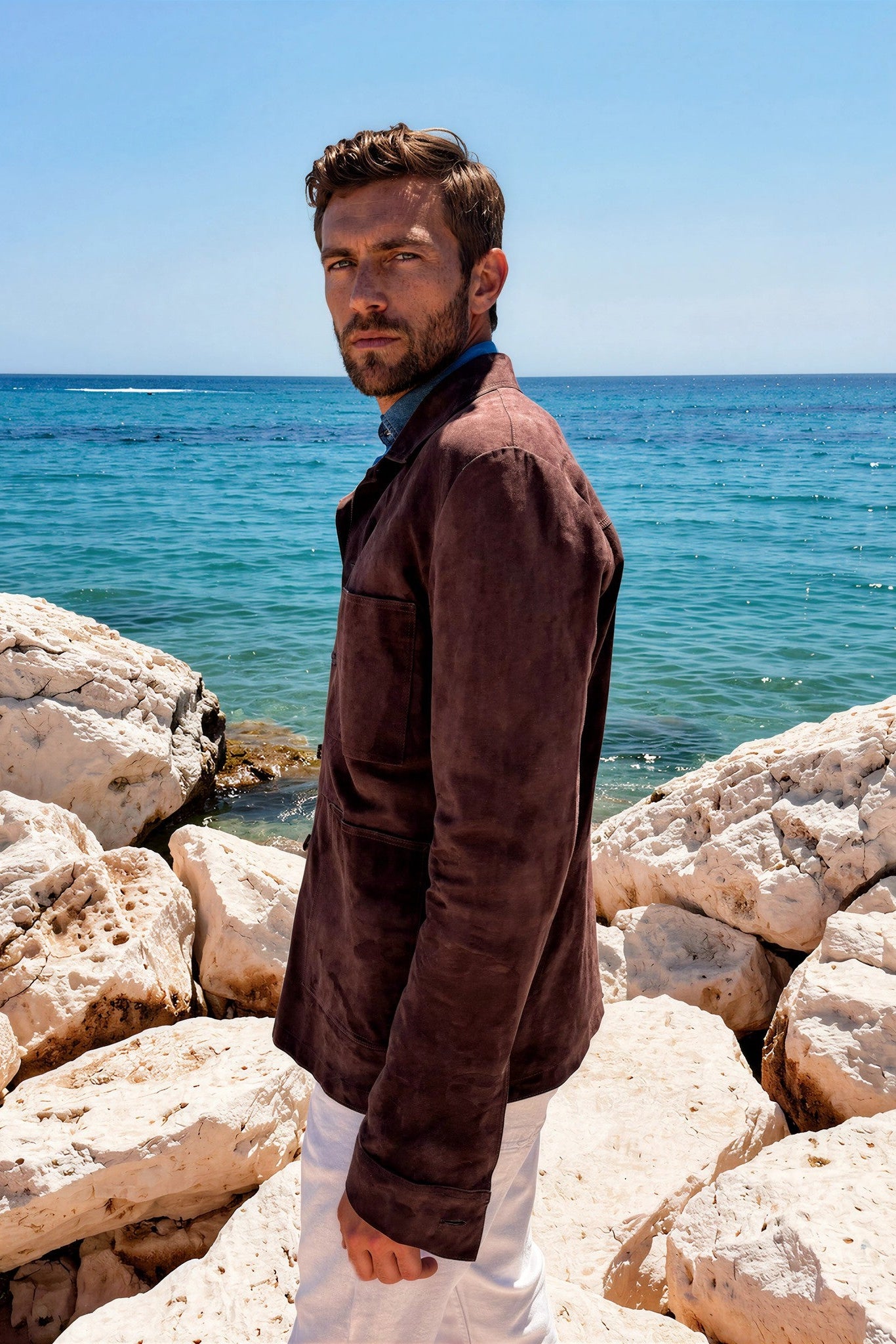 Jimmy velour goatskin overshirt - Brown