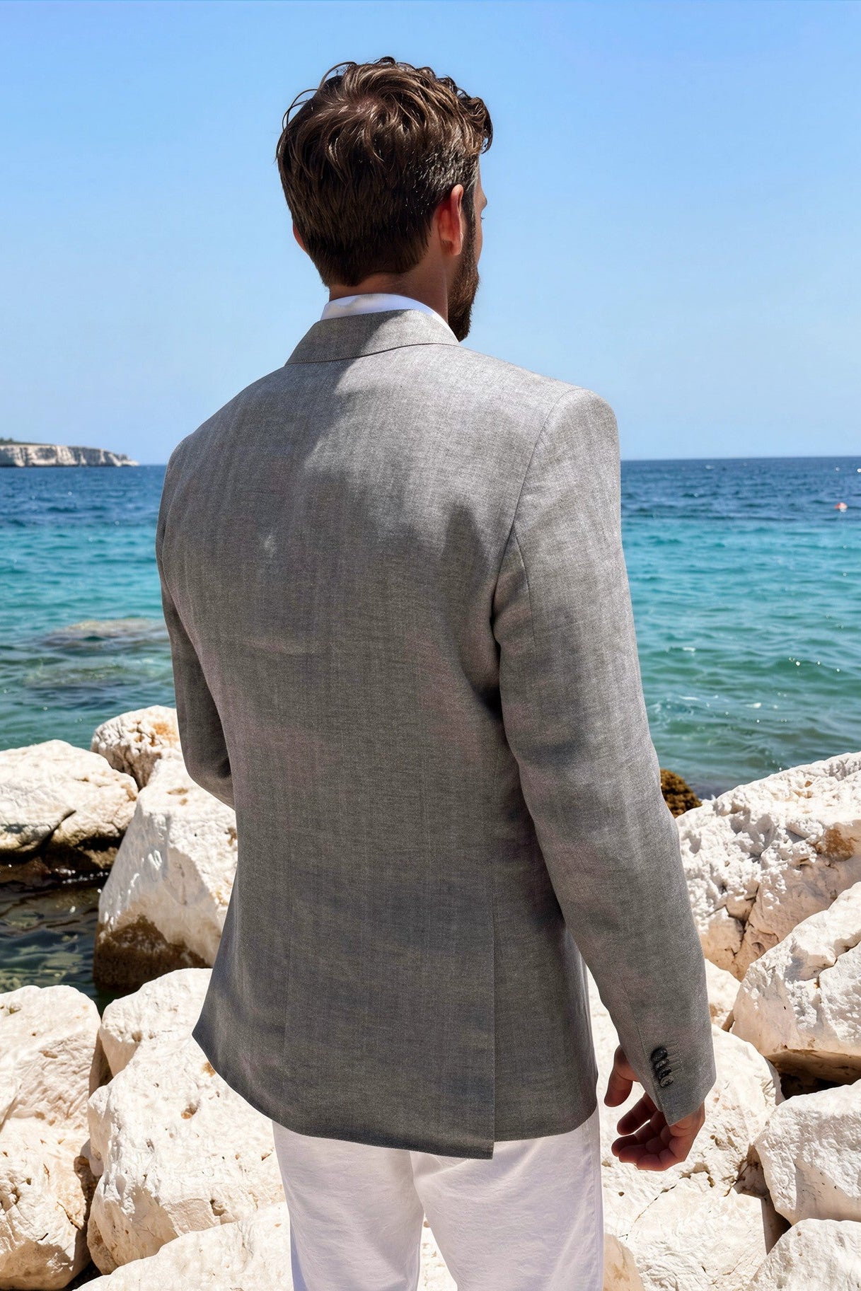 Chaqueta de lino Steven - Espiga gris
