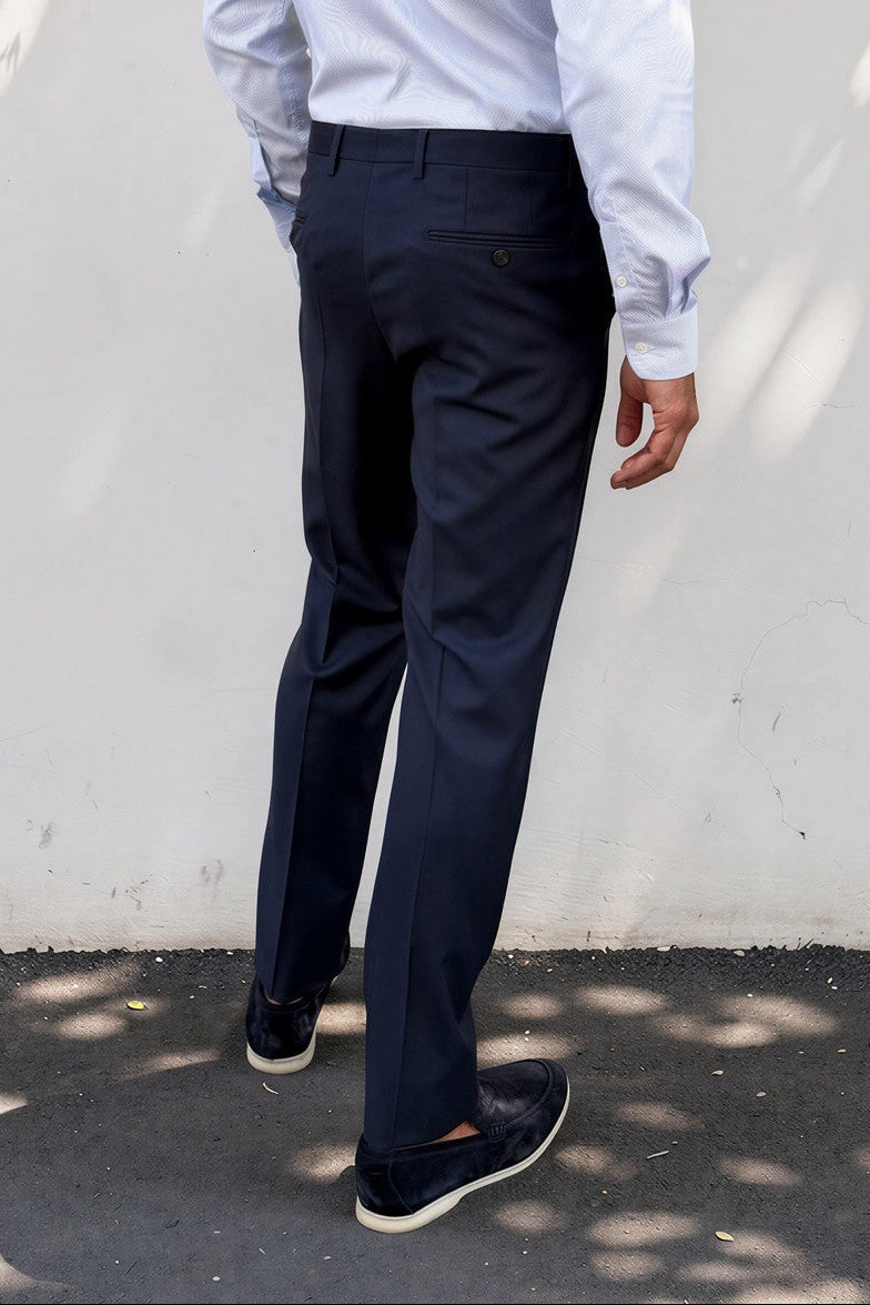 Costume Goal en laine Super 110'S - Prince de Galles marine