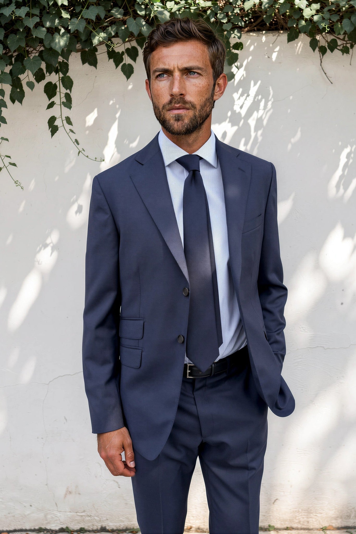 Costume Goal en laine Super 110'S - Prince de Galles marine