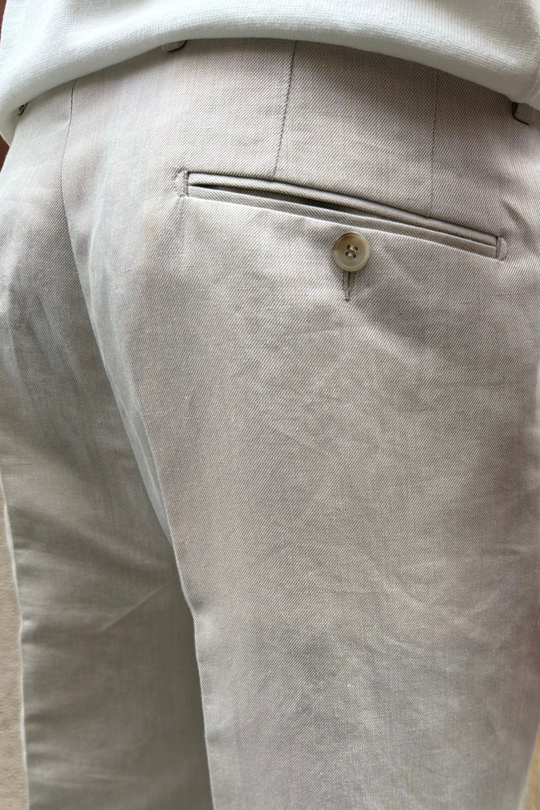 Pantalon à pinces Henri en lin et coton - Beige clair