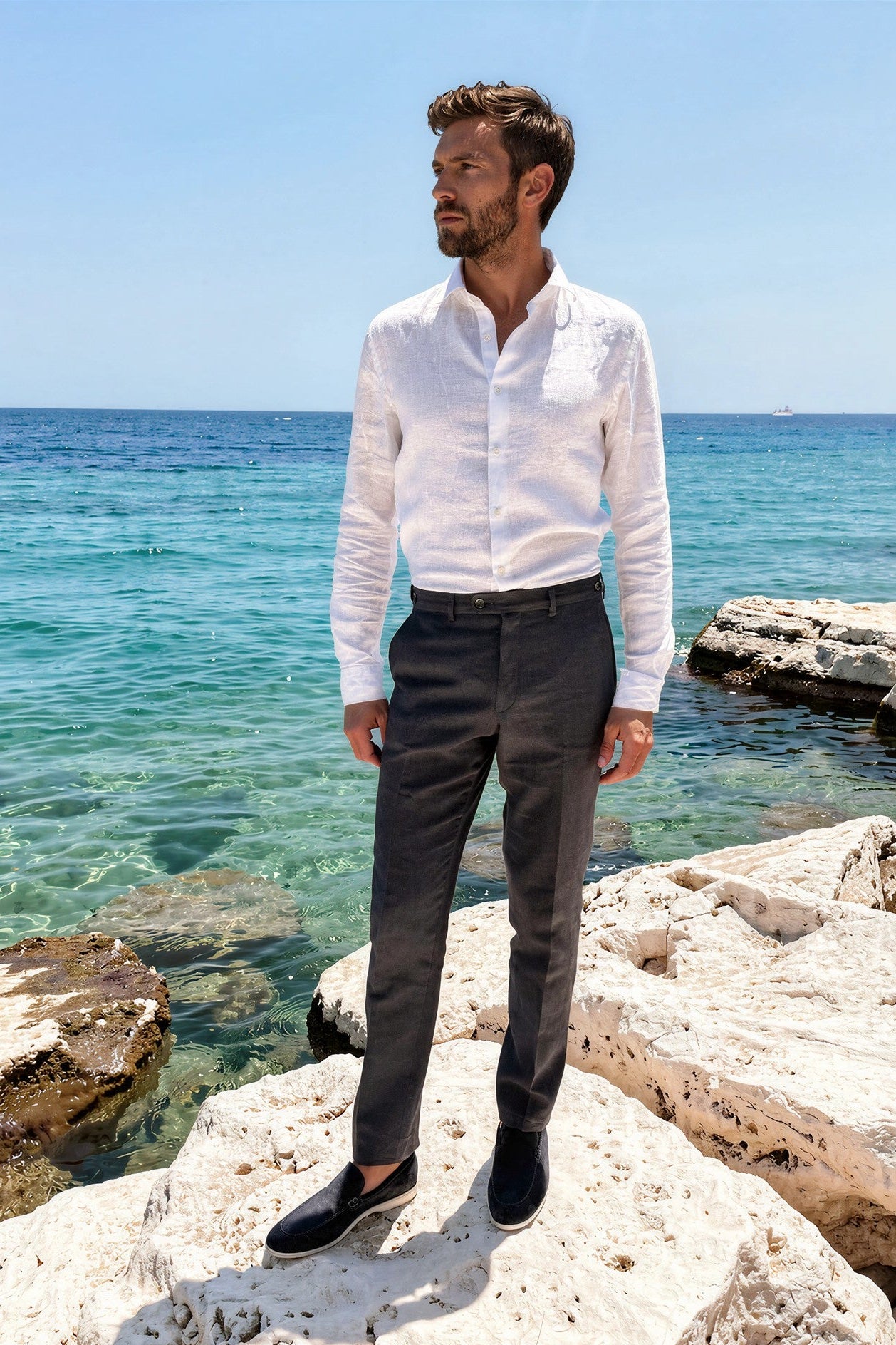Pantalon Segal 100% lin - Marine