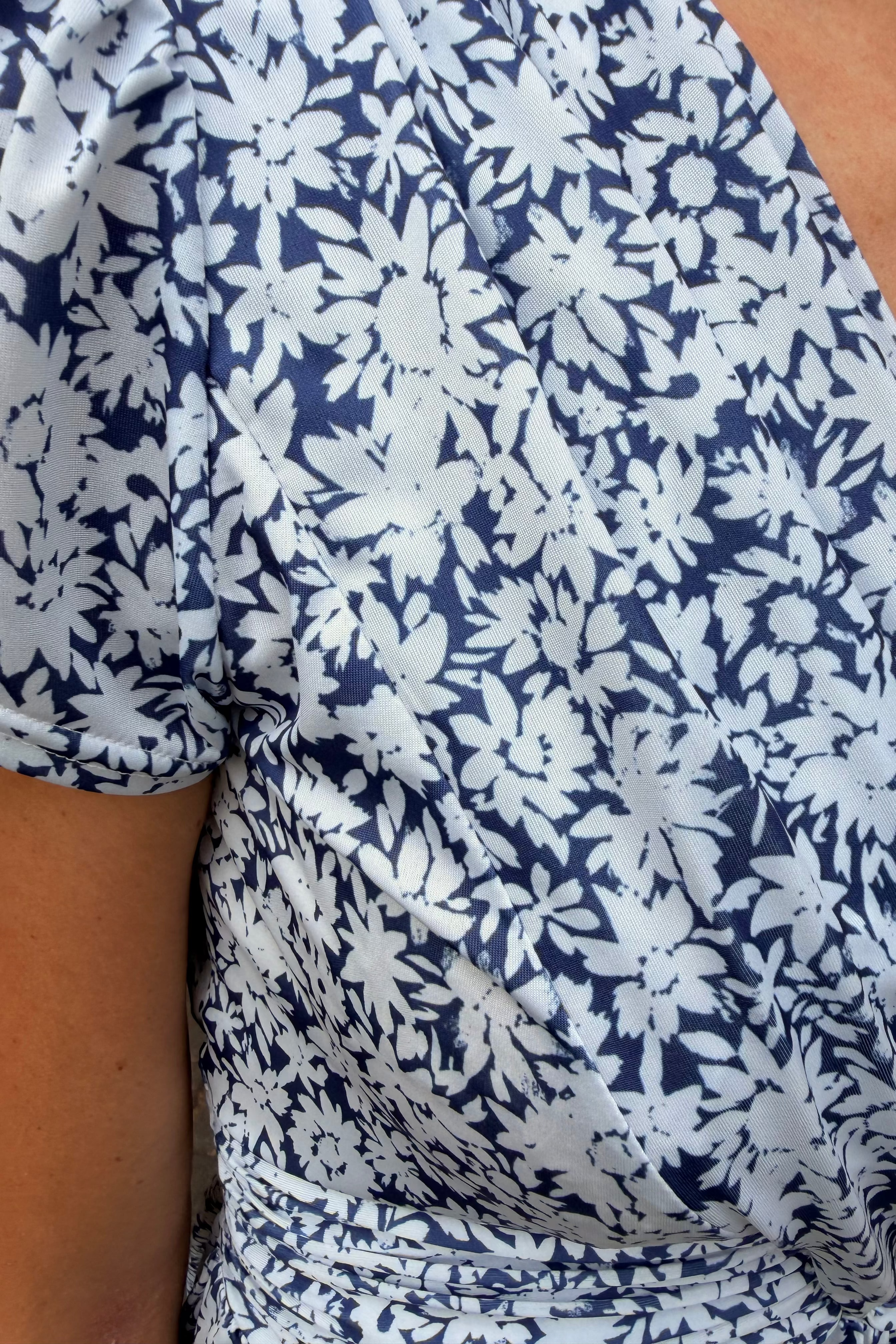 Robe Vogue infroissable - Fleurs marine