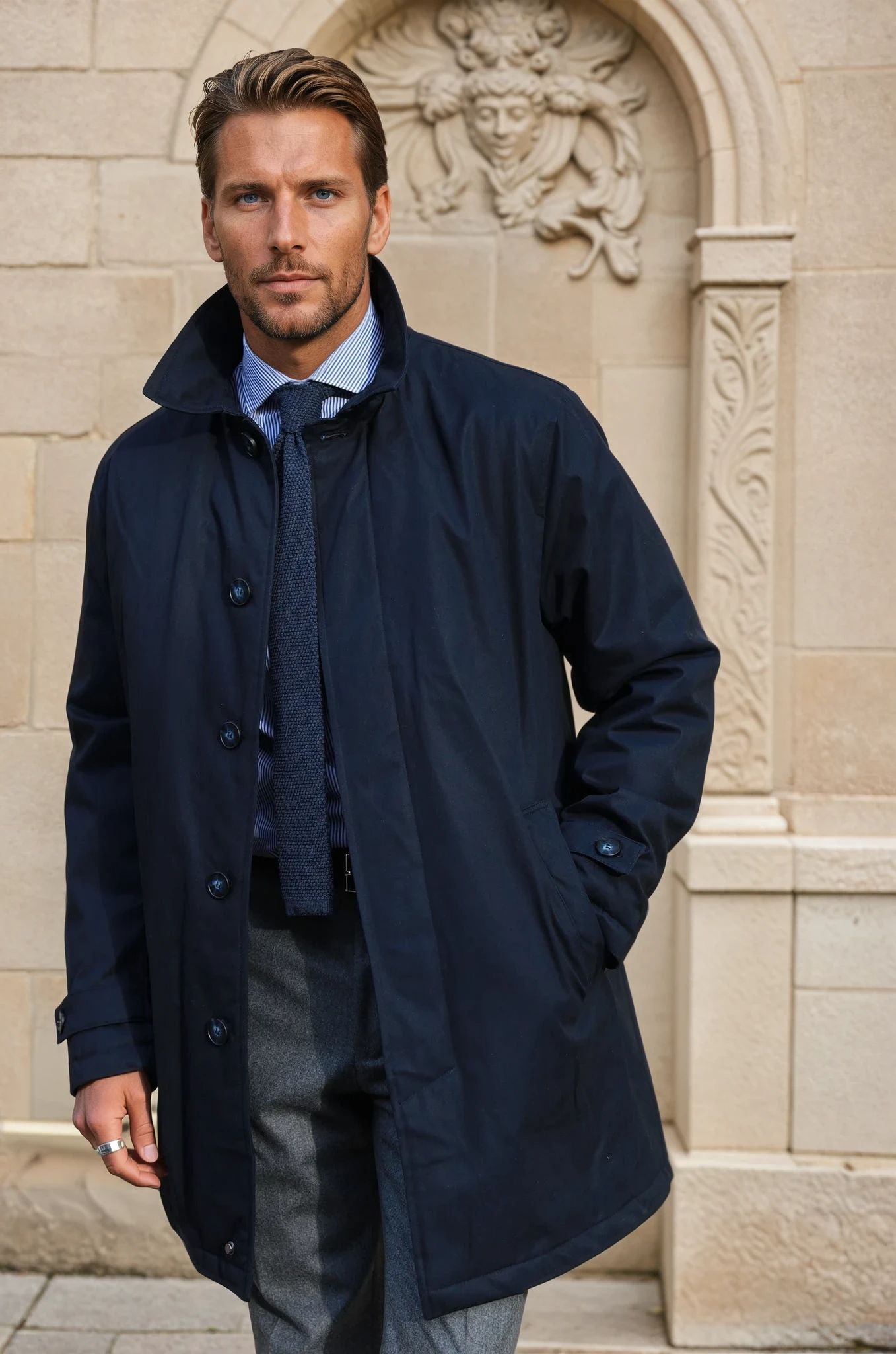 Imper matelassé Edouard - Marine-MANTEAU HOMME-Curling-Paris