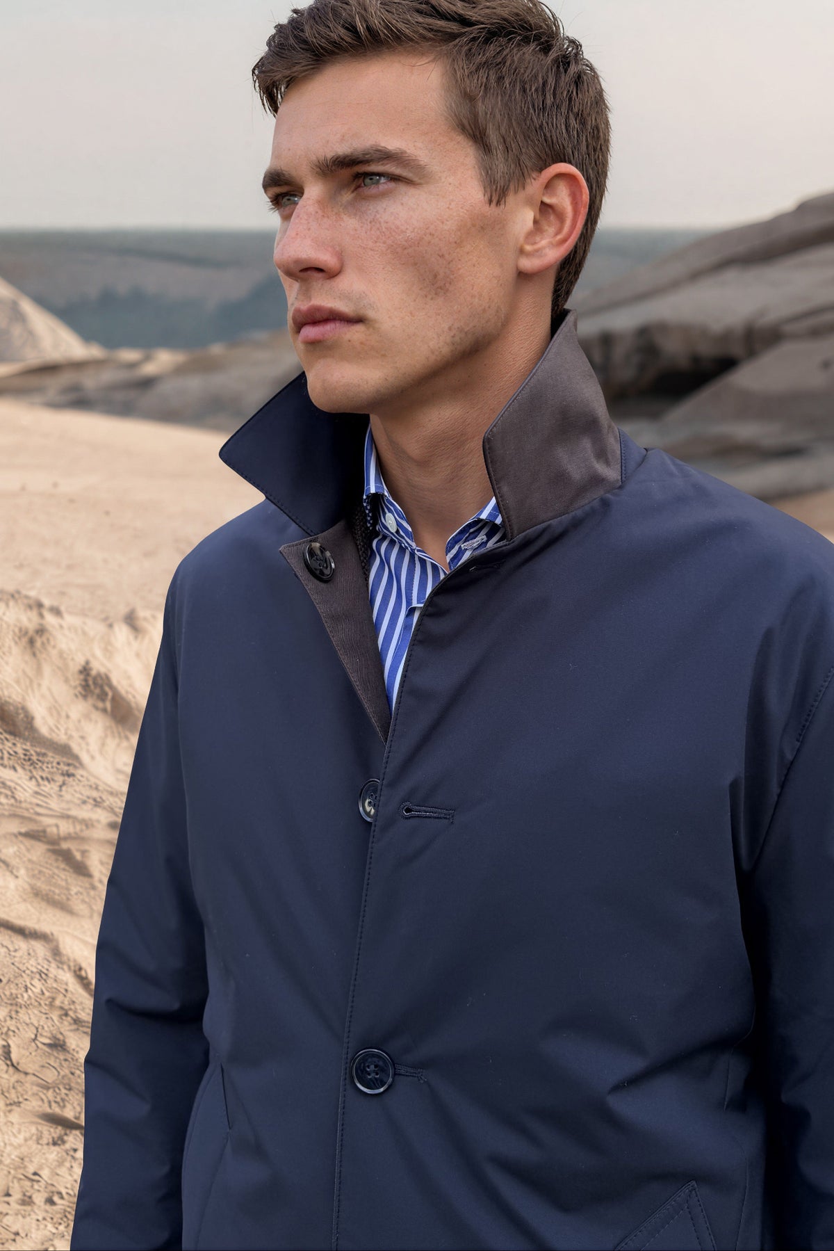 Imperméable homme Stanley réversible – Marine / Taupe-MANTEAU HOMME-Curling-Paris